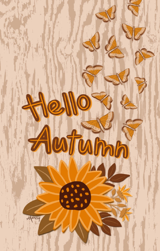 Hello Autumn Sunflower iPhone Wallpaper - Instant Digital Download