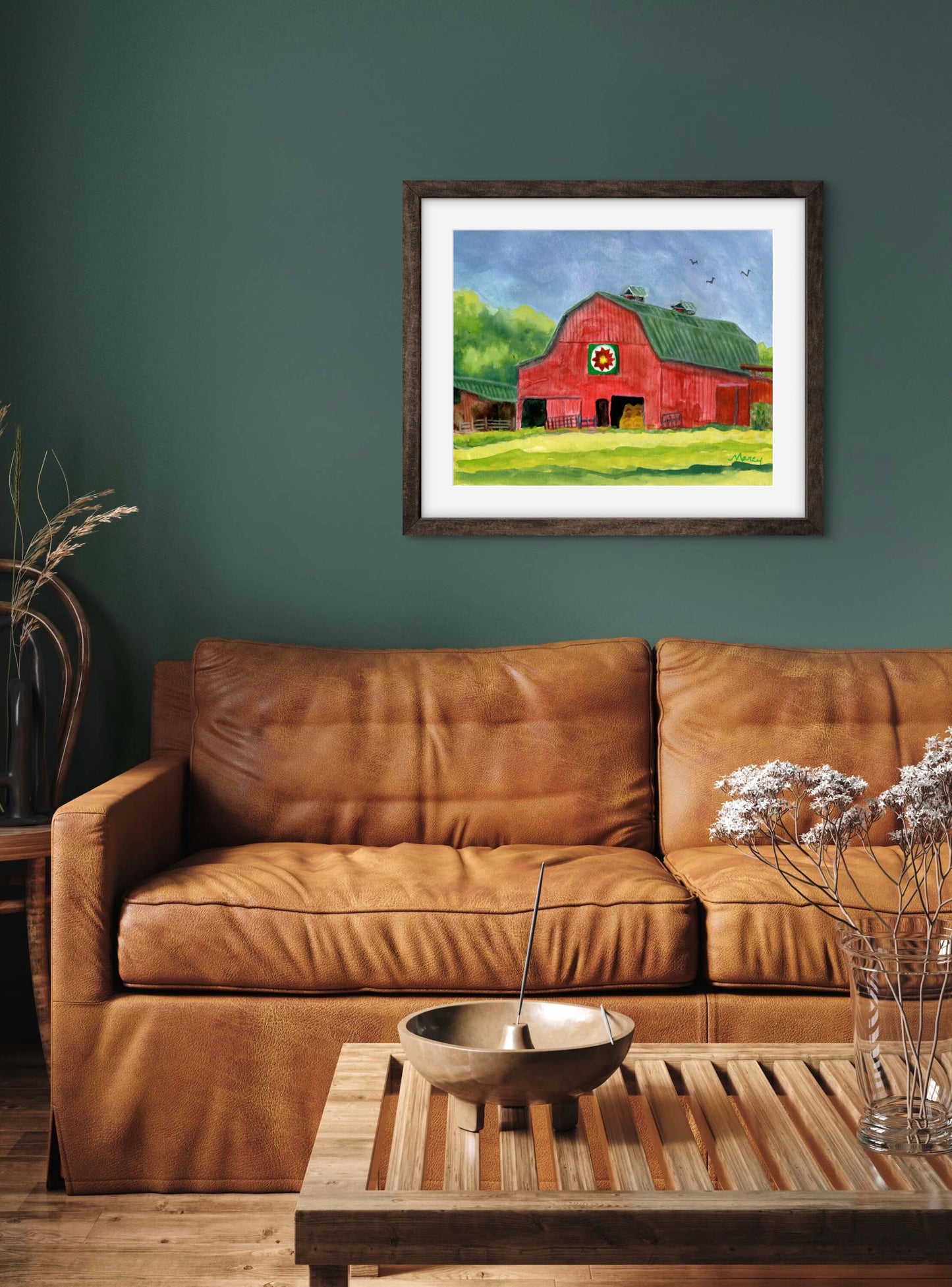 Red Barn — Premium Matte Paper Wooden Framed Poster