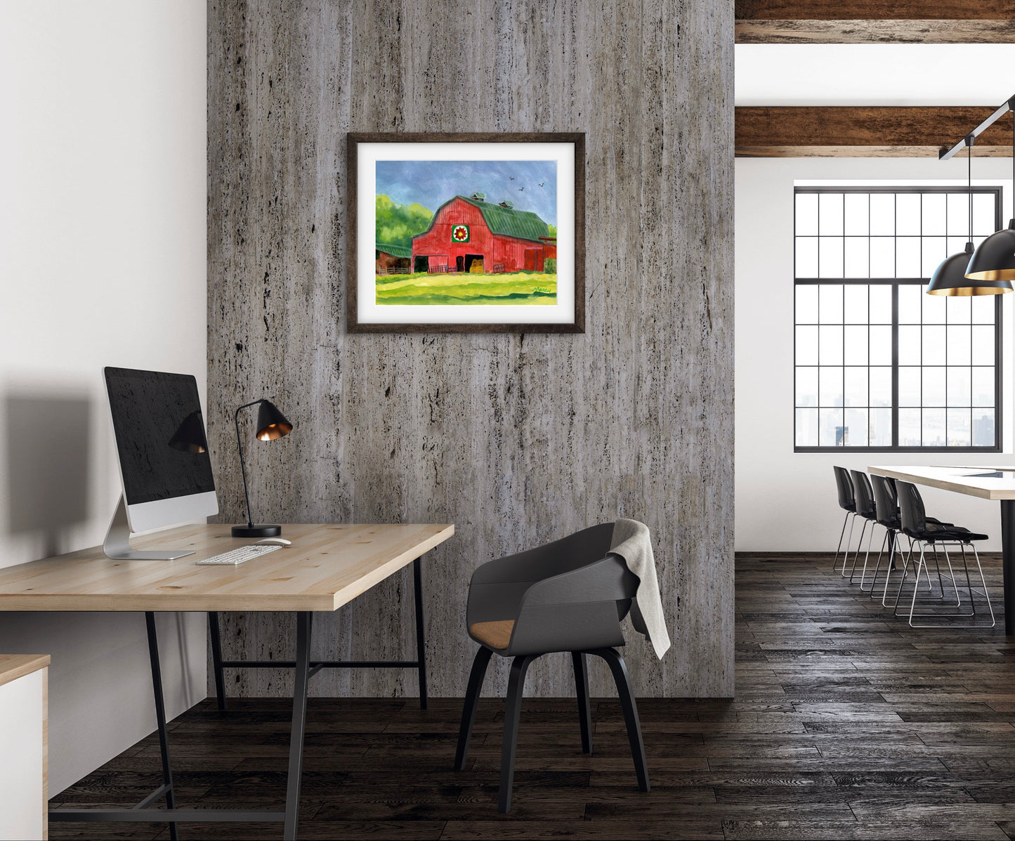 Red Barn — Premium Matte Paper Wooden Framed Poster