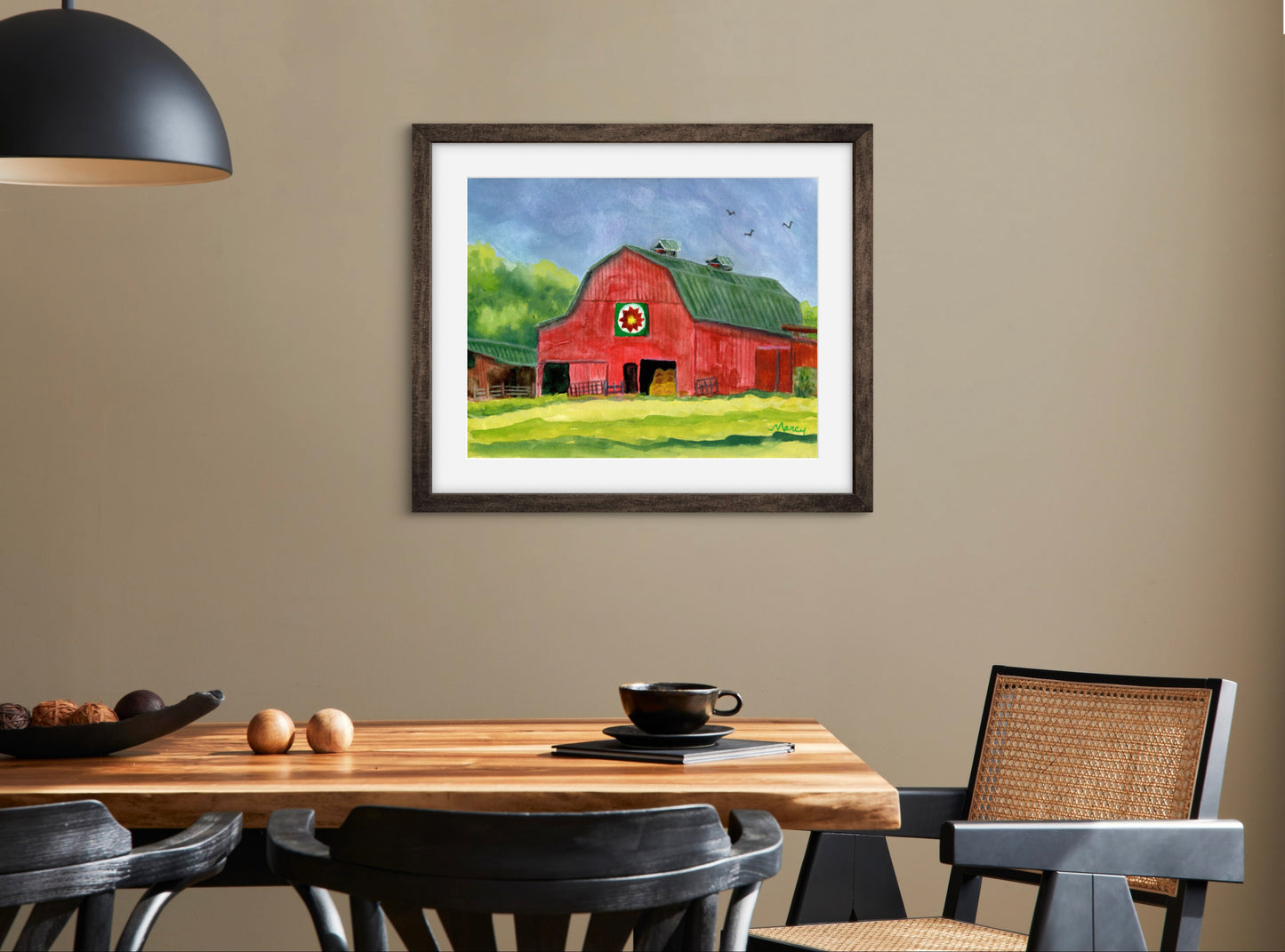 Red Barn — Premium Matte Paper Wooden Framed Poster