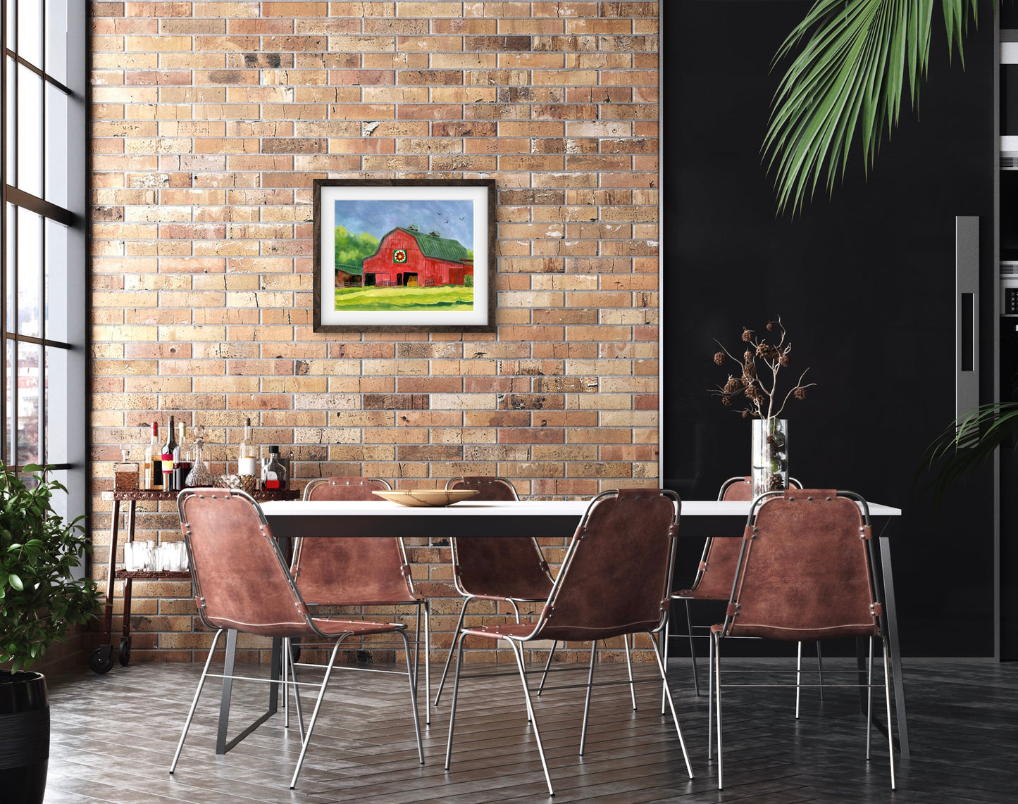 Red Barn — Premium Matte Paper Wooden Framed Poster