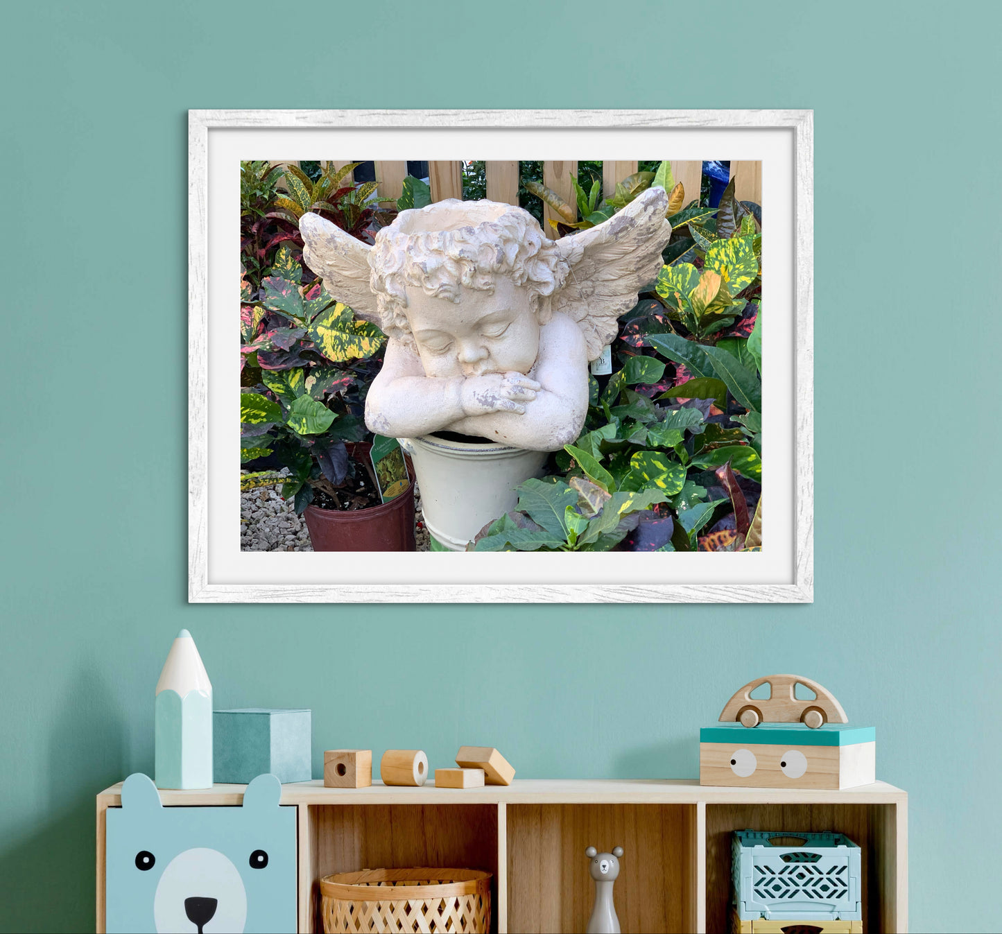 Cherub Statue — Premium Matte Paper Wooden Framed Poster