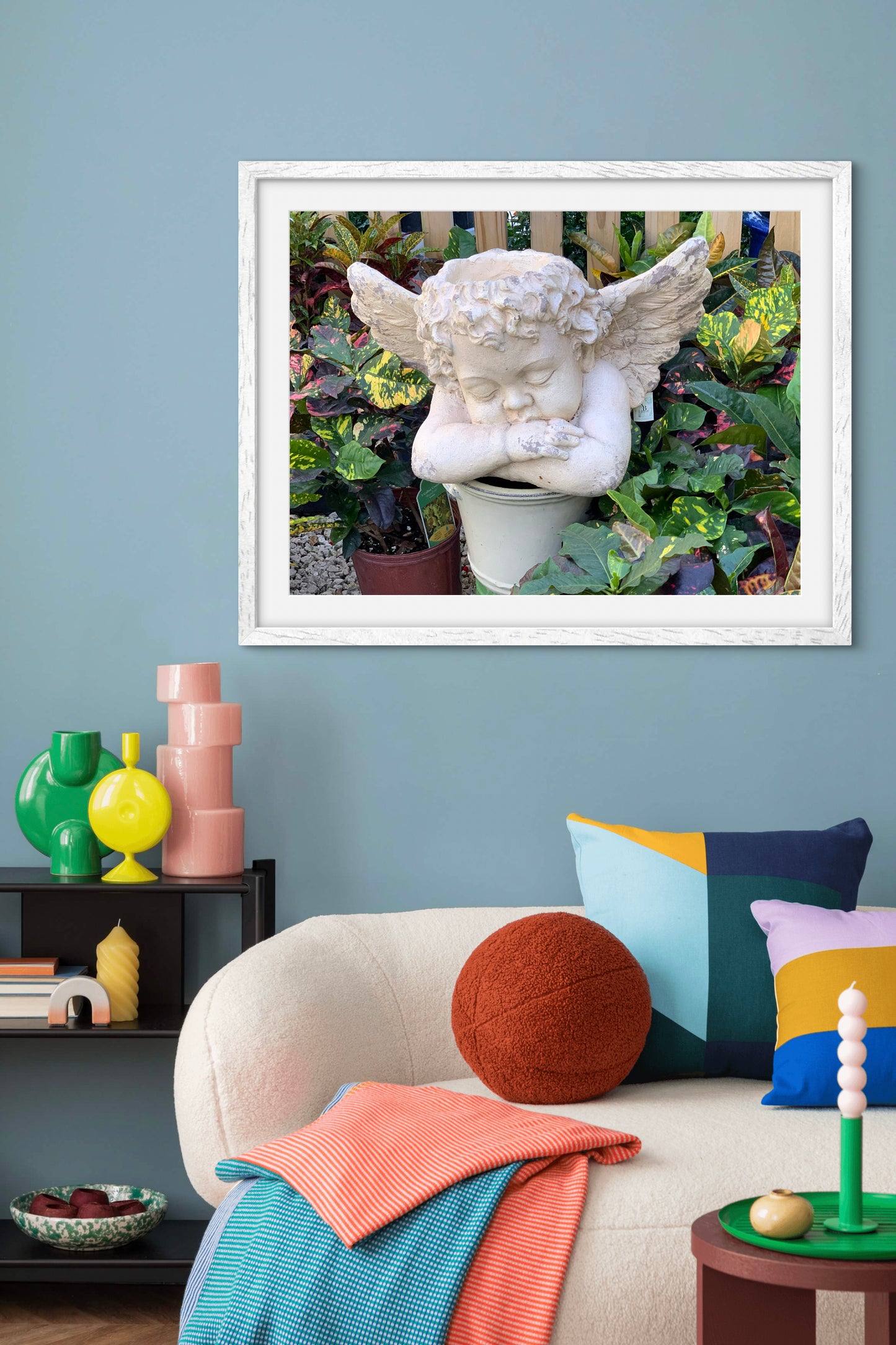 Cherub Statue — Premium Matte Paper Wooden Framed Poster