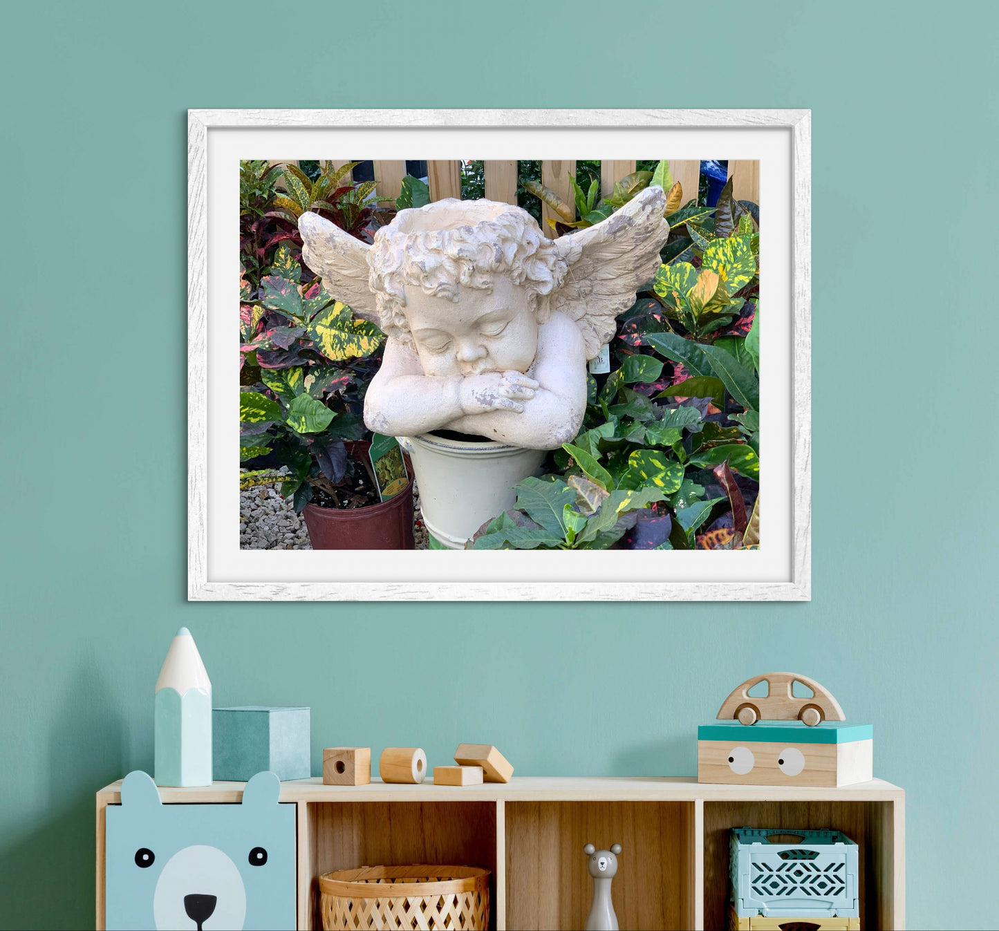 Cherub Statue — Premium Matte Paper Wooden Framed Poster