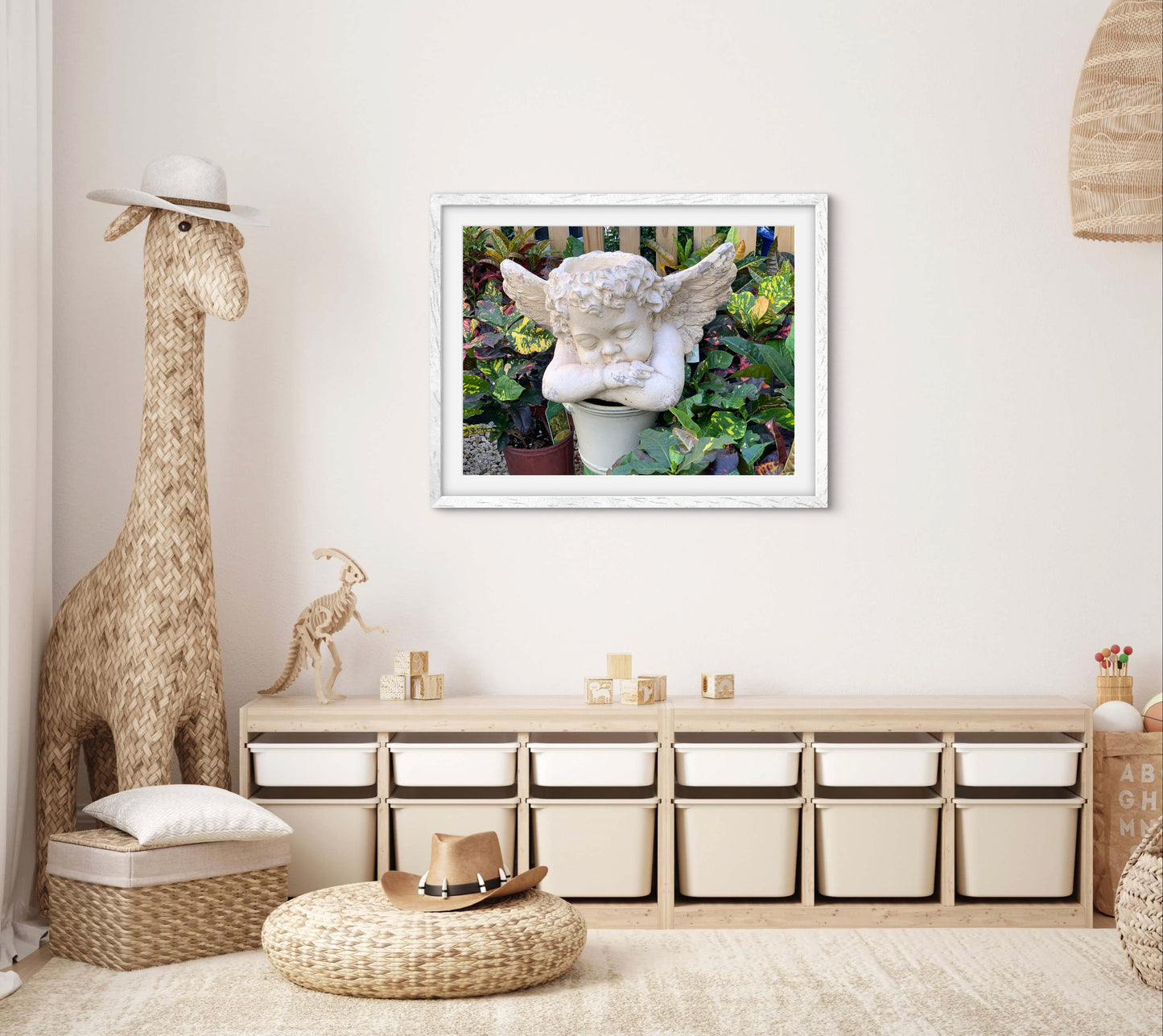 Cherub Statue — Premium Matte Paper Wooden Framed Poster