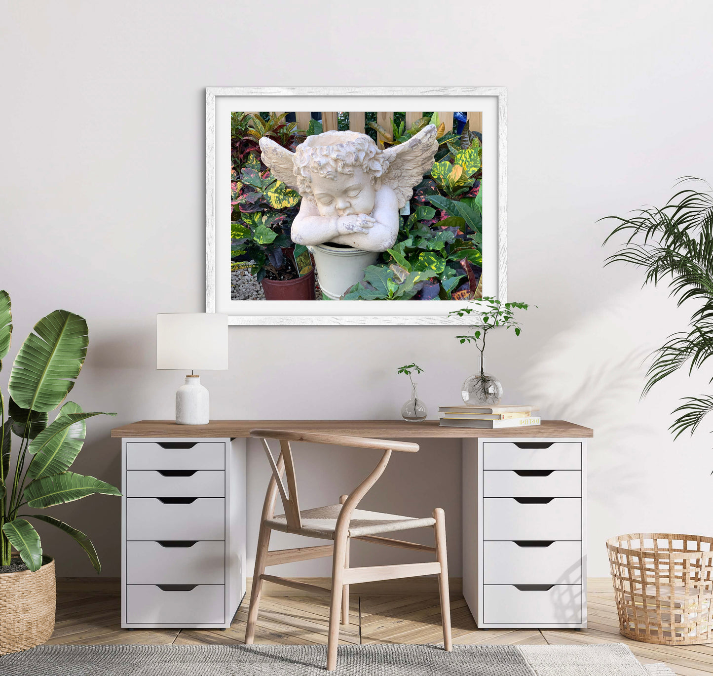 Cherub Statue — Premium Matte Paper Wooden Framed Poster