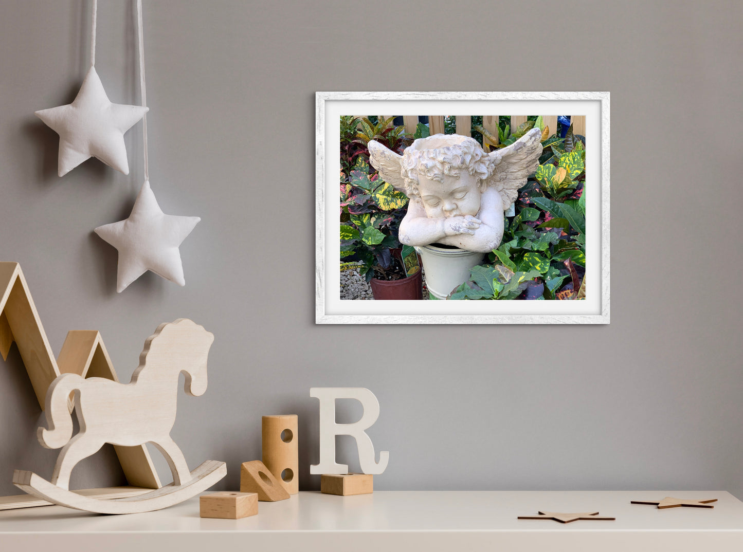 Cherub Statue — Premium Matte Paper Wooden Framed Poster