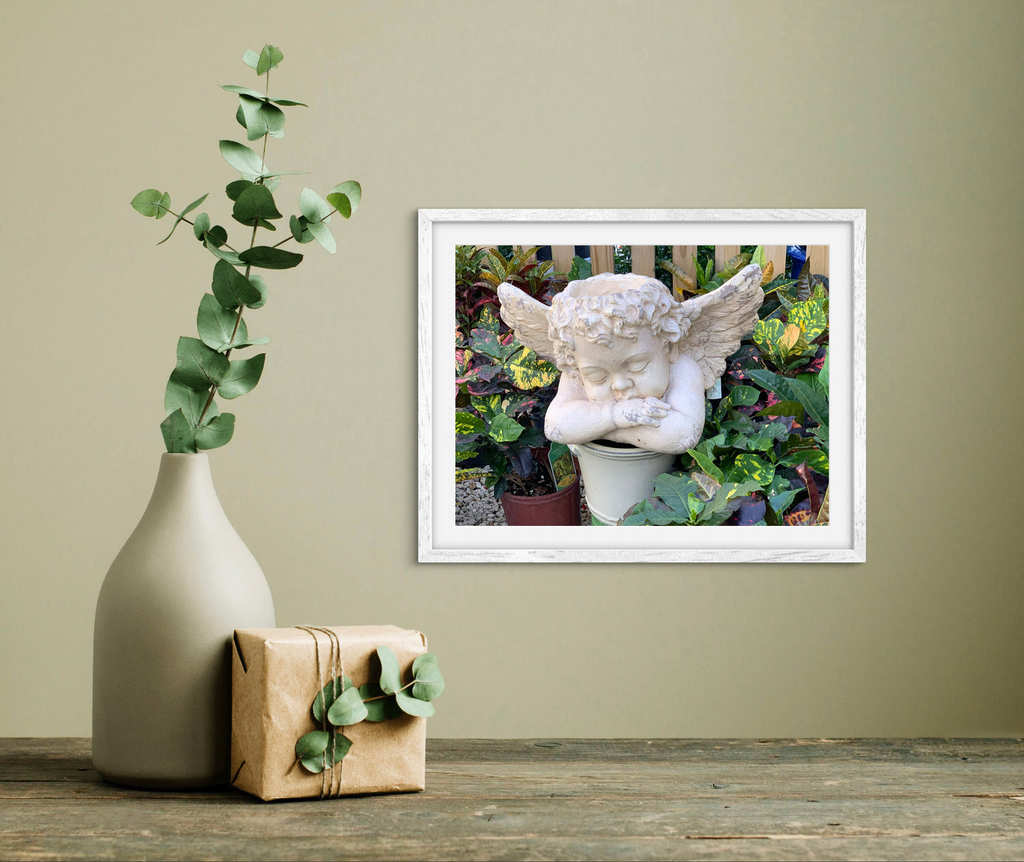 Cherub Statue — Premium Matte Paper Wooden Framed Poster