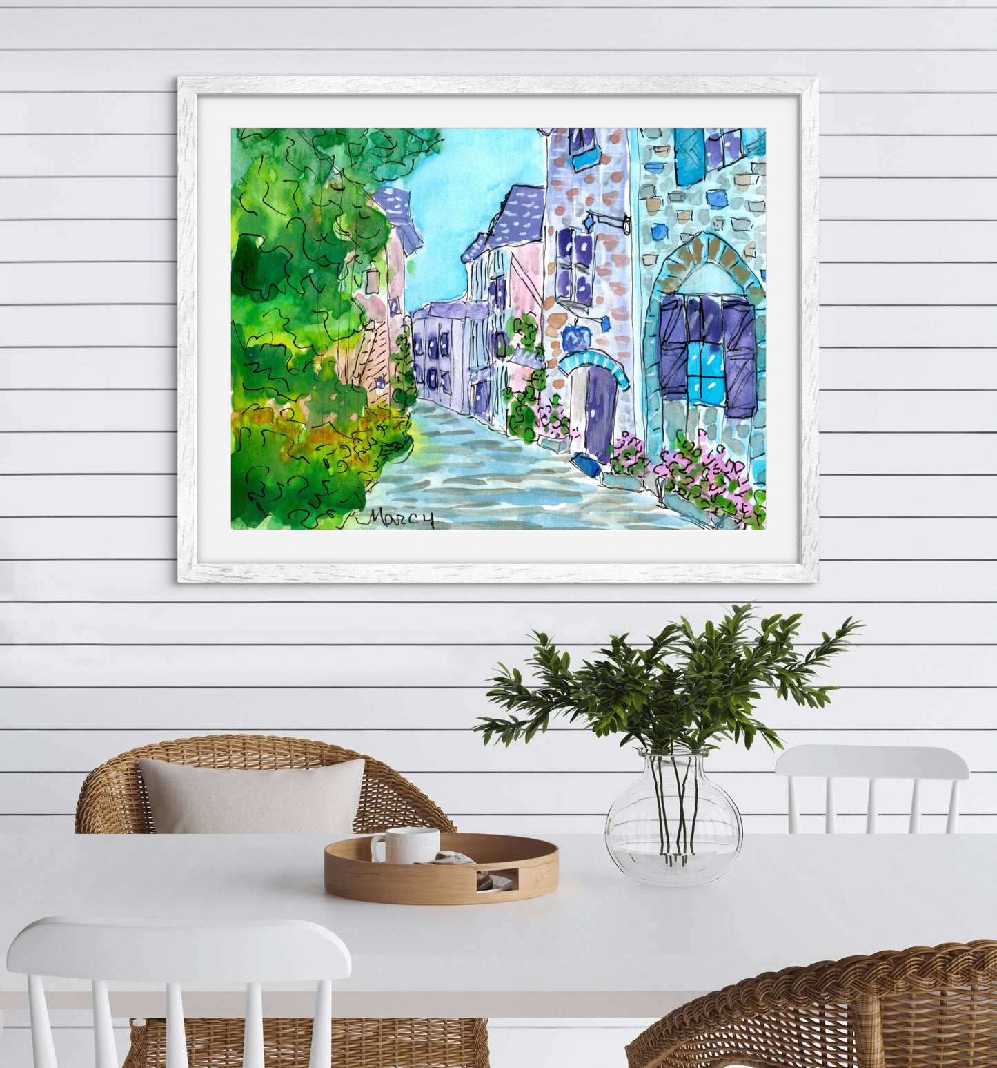 French Hilltop Village — Premium Matte Paper Wooden Framed Poster