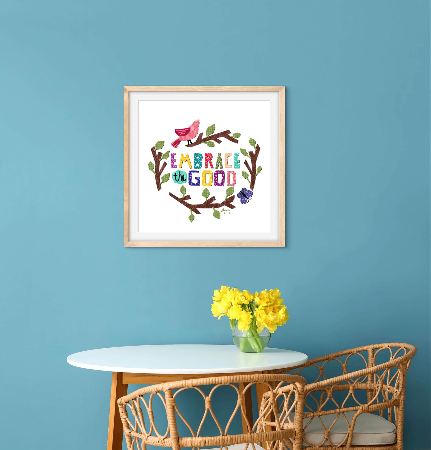 Embrace the Good Illustration — Premium Matte Paper Wooden Framed Poster