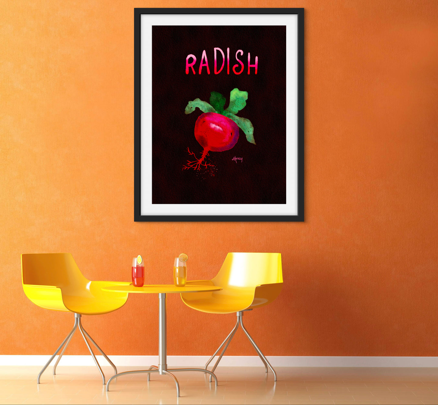 Radish Illustration — Premium Matte Paper Wooden Framed Poster