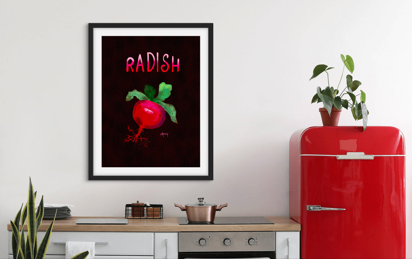 Radish Illustration — Premium Matte Paper Wooden Framed Poster