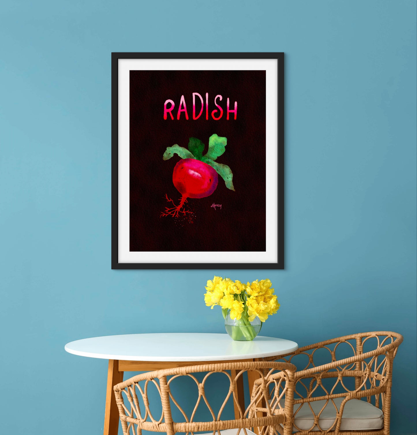 Radish Illustration — Premium Matte Paper Wooden Framed Poster