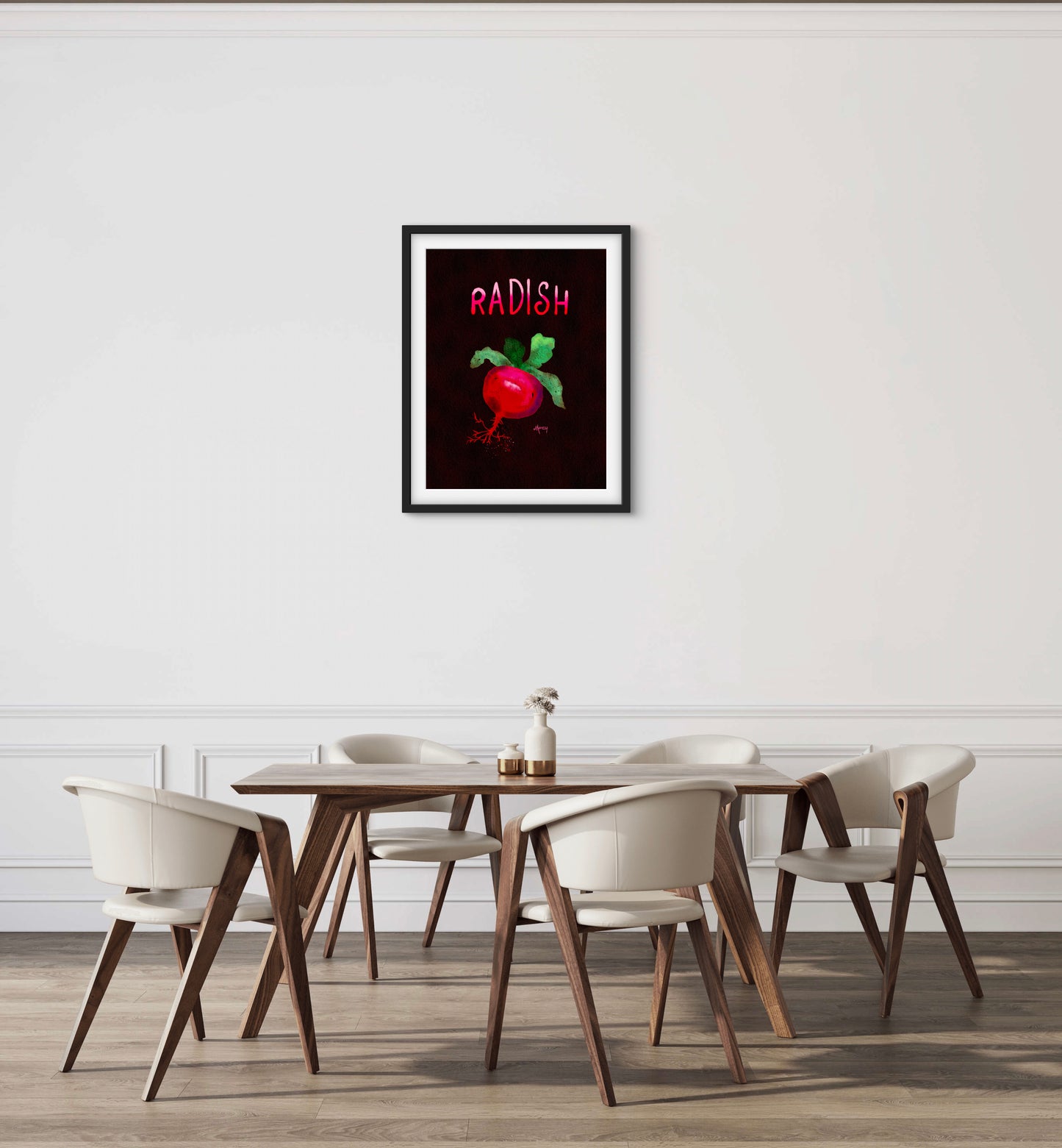 Radish Illustration — Premium Matte Paper Wooden Framed Poster