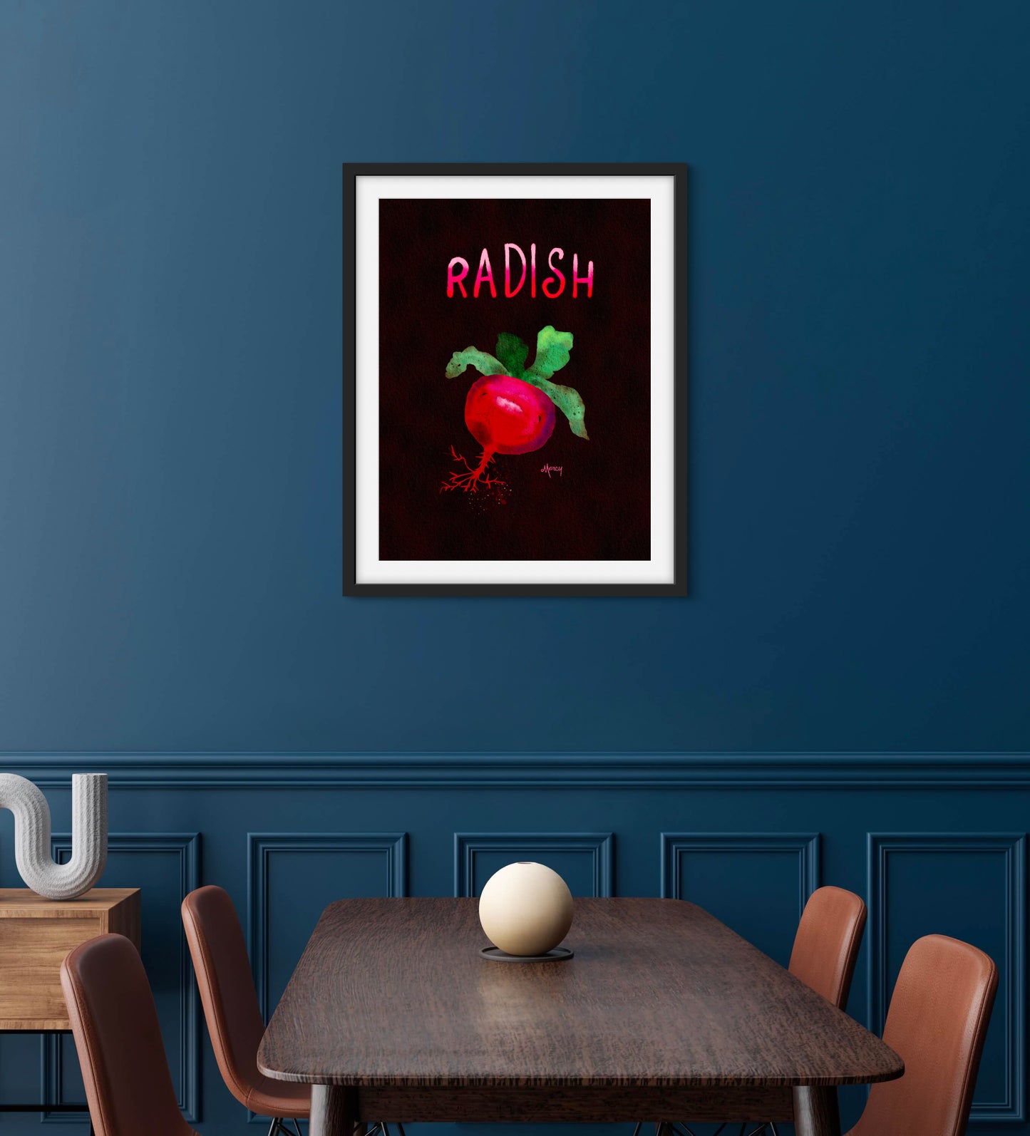 Radish Illustration — Premium Matte Paper Wooden Framed Poster