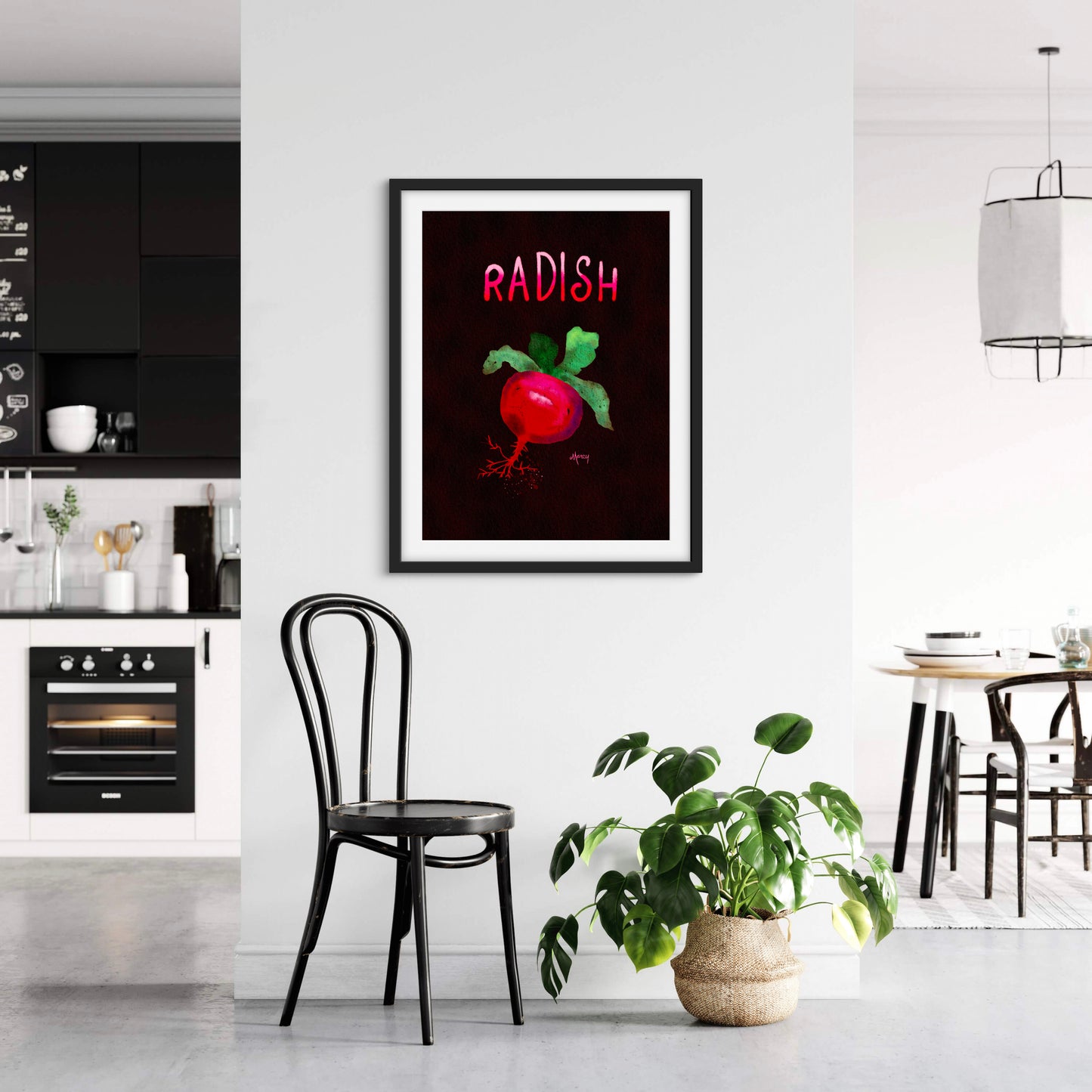 Radish Illustration — Premium Matte Paper Wooden Framed Poster