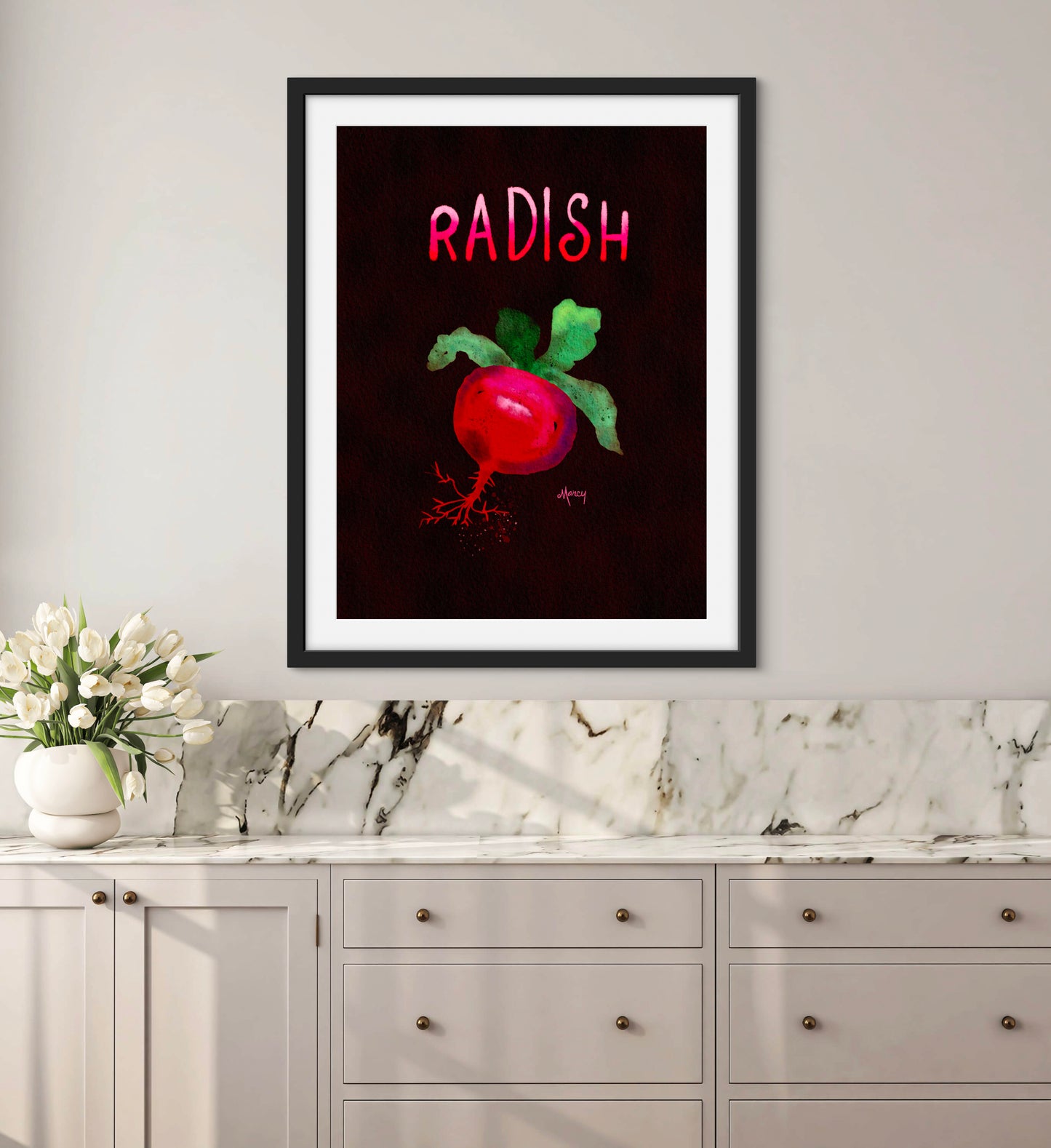 Radish Illustration — Premium Matte Paper Wooden Framed Poster