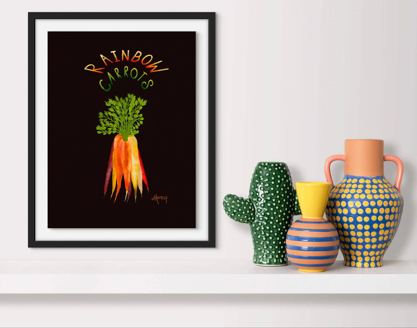 Rainbow Carrots — Premium Matte Paper Wooden Framed Poster