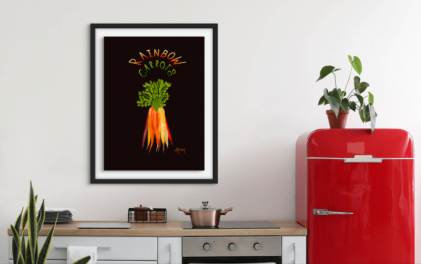 Rainbow Carrots — Premium Matte Paper Wooden Framed Poster