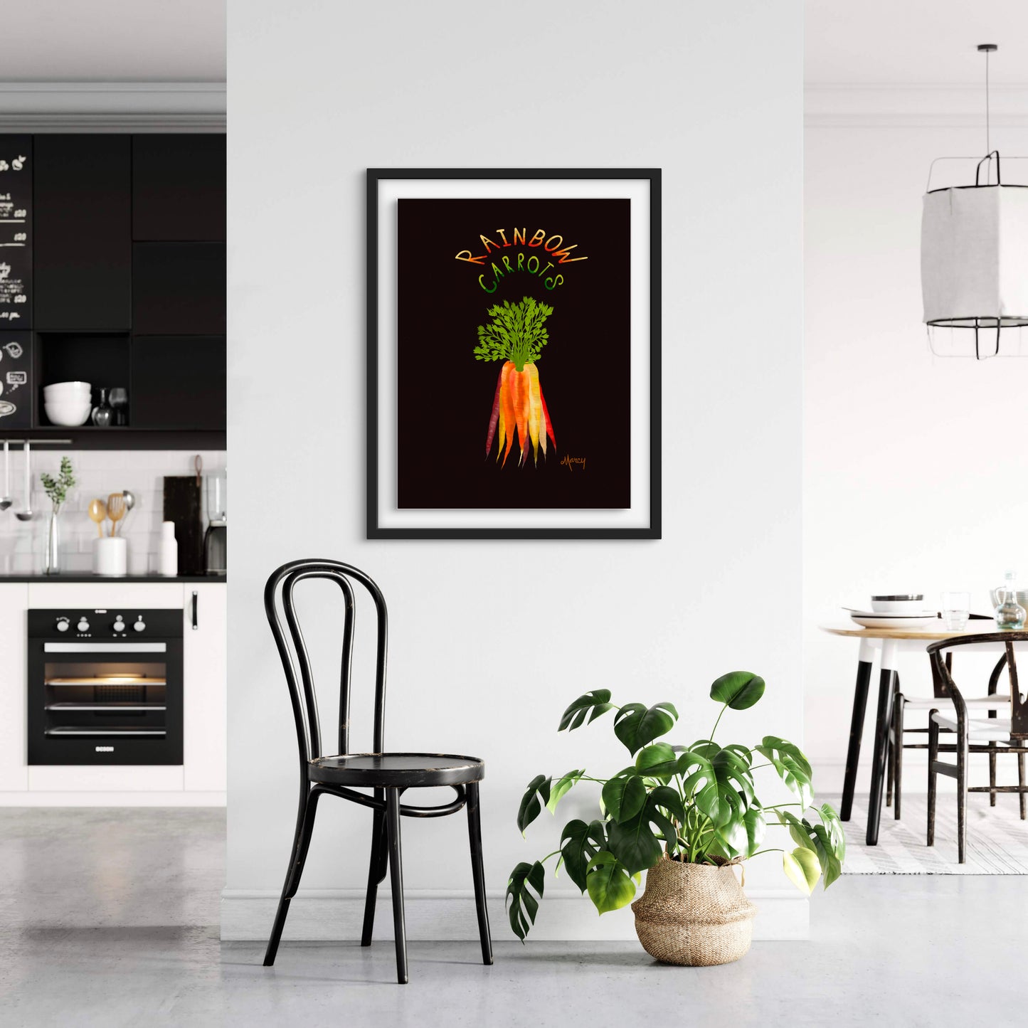 Rainbow Carrots — Premium Matte Paper Wooden Framed Poster