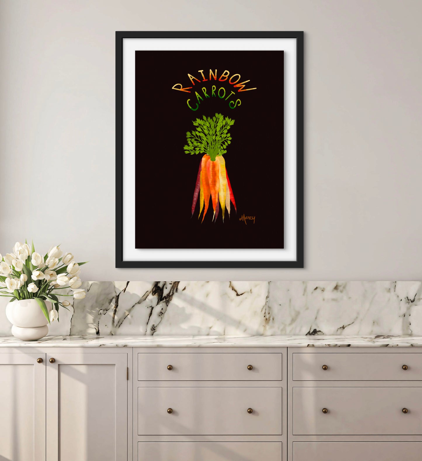 Rainbow Carrots — Premium Matte Paper Wooden Framed Poster