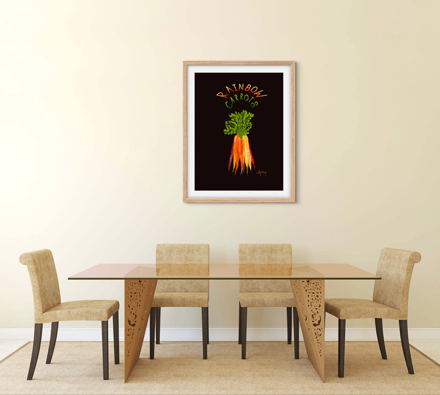 Rainbow Carrots — Premium Matte Paper Wooden Framed Poster