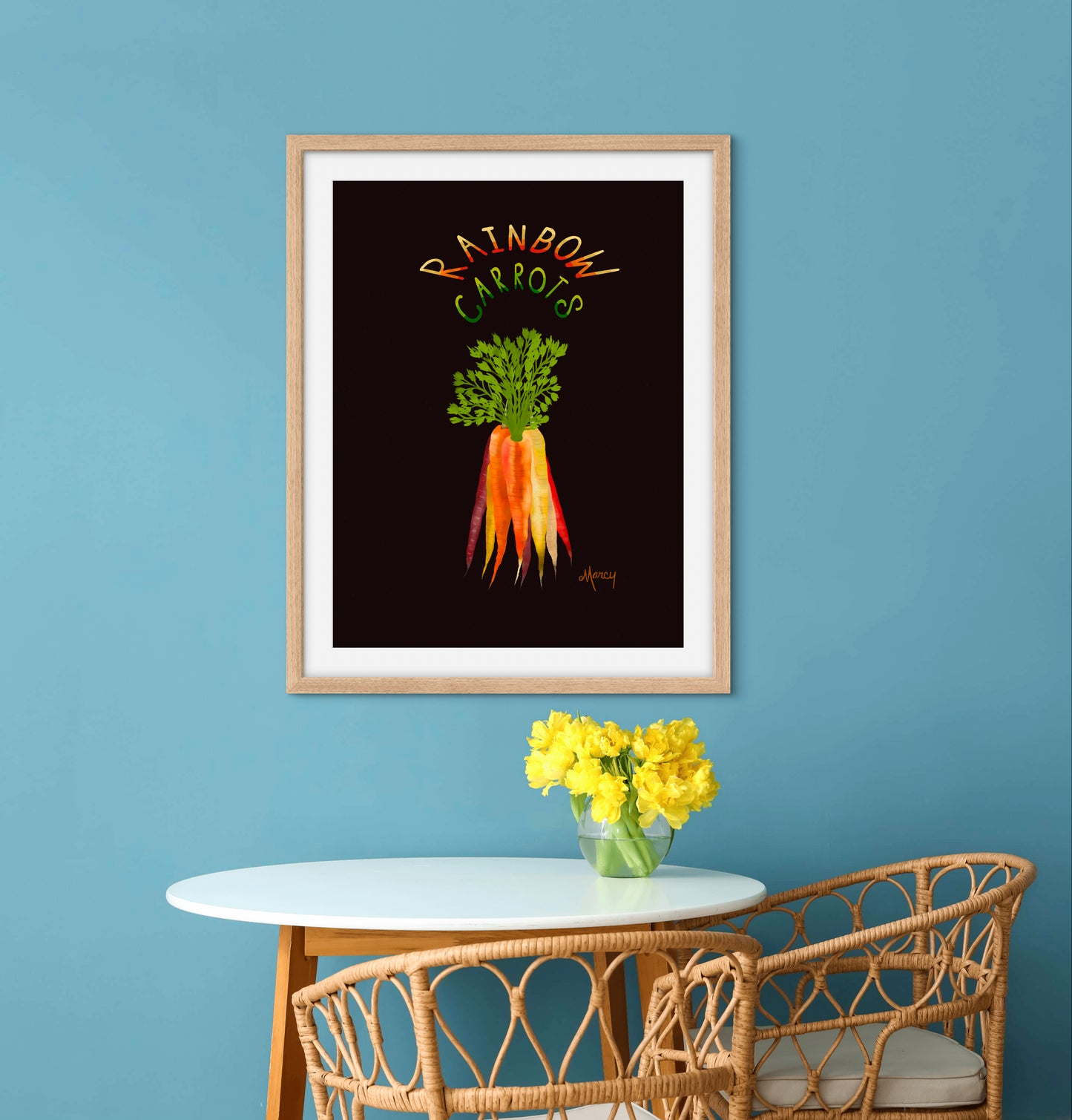 Rainbow Carrots — Premium Matte Paper Wooden Framed Poster