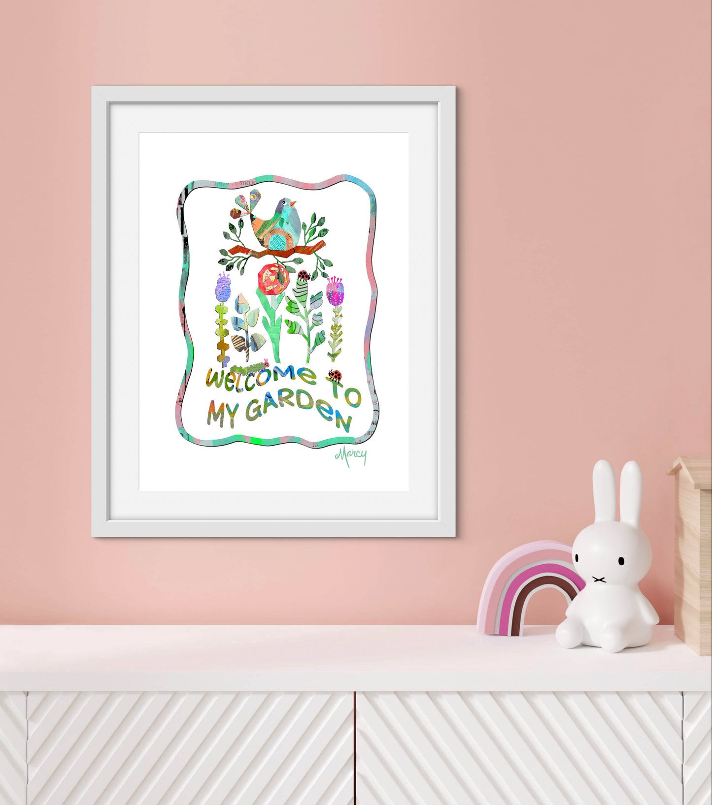 Welcome to My Garden Collage — Premium Matte Paper Wooden Framed Poster