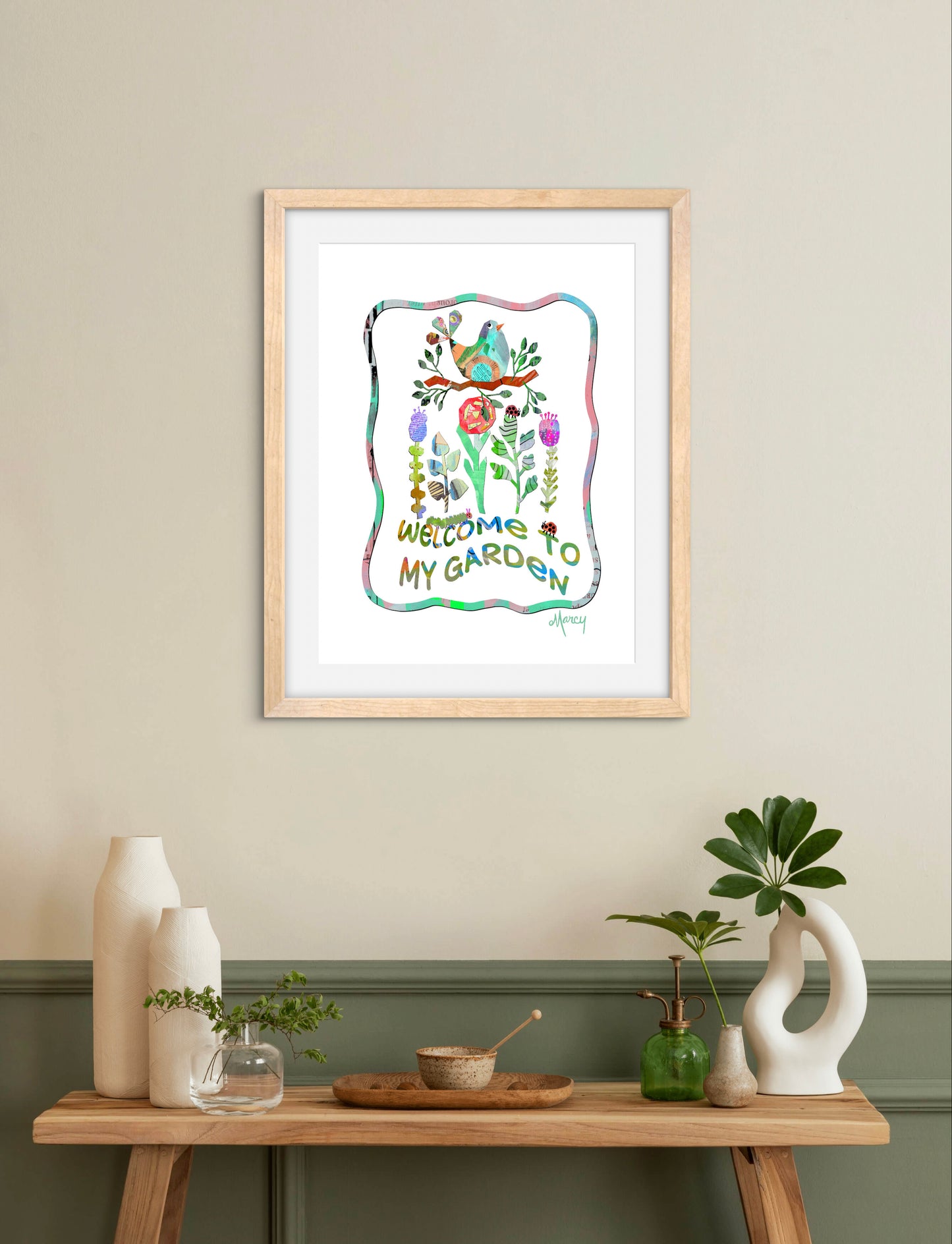 Welcome to My Garden Collage — Premium Matte Paper Wooden Framed Poster