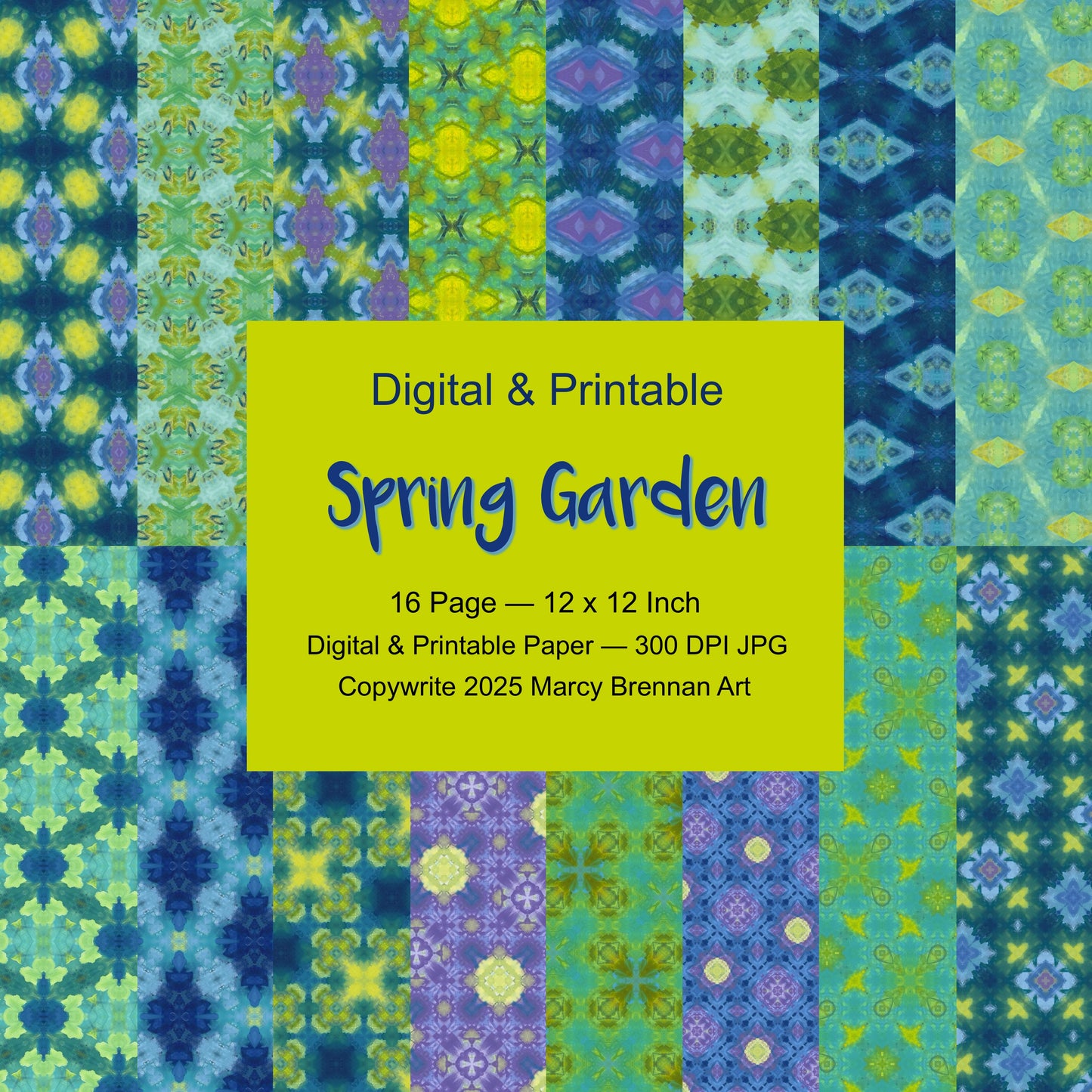 Spring Garden -  12x12 Inch Paper Pack Instant Digital Download