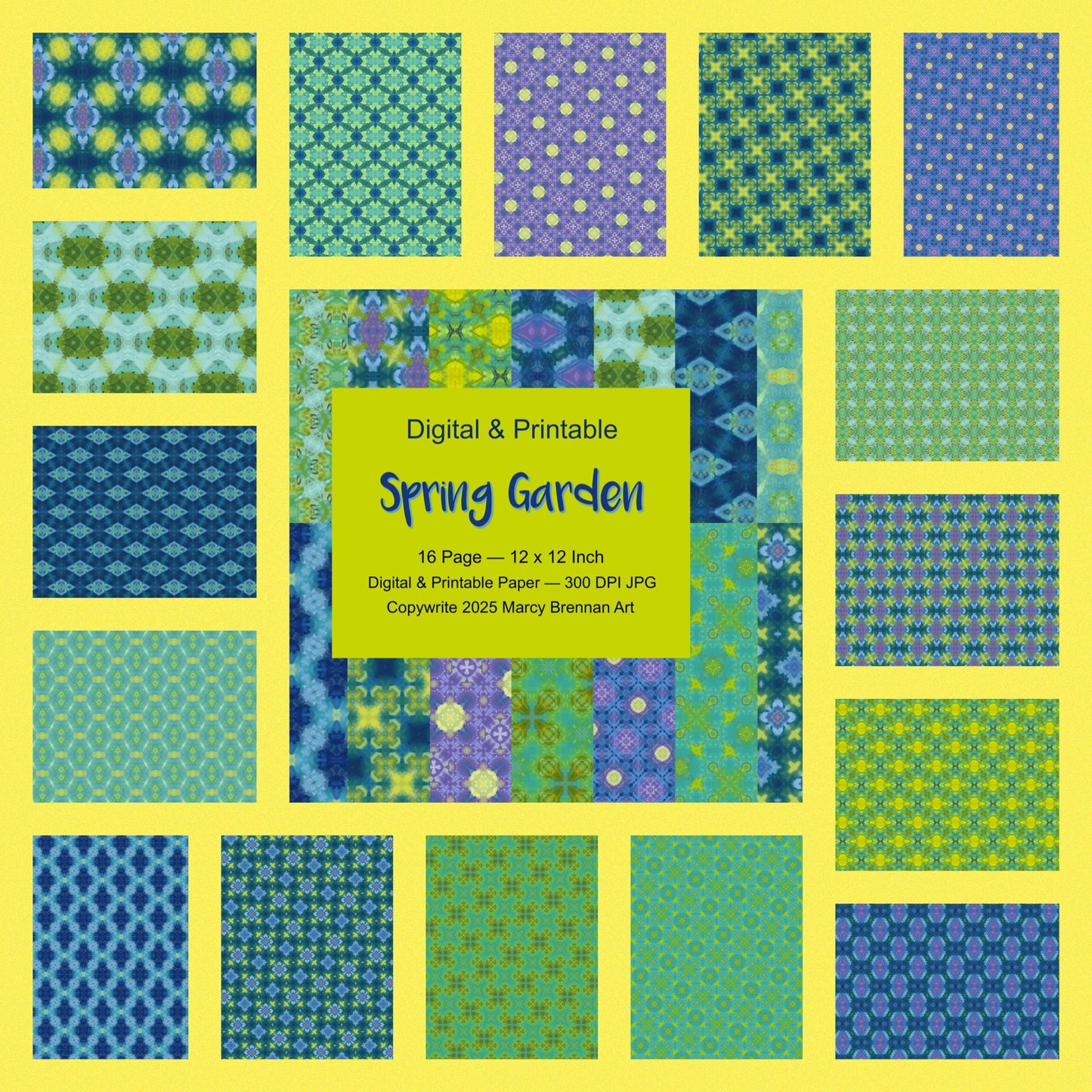 Spring Garden -  12x12 Inch Paper Pack Instant Digital Download