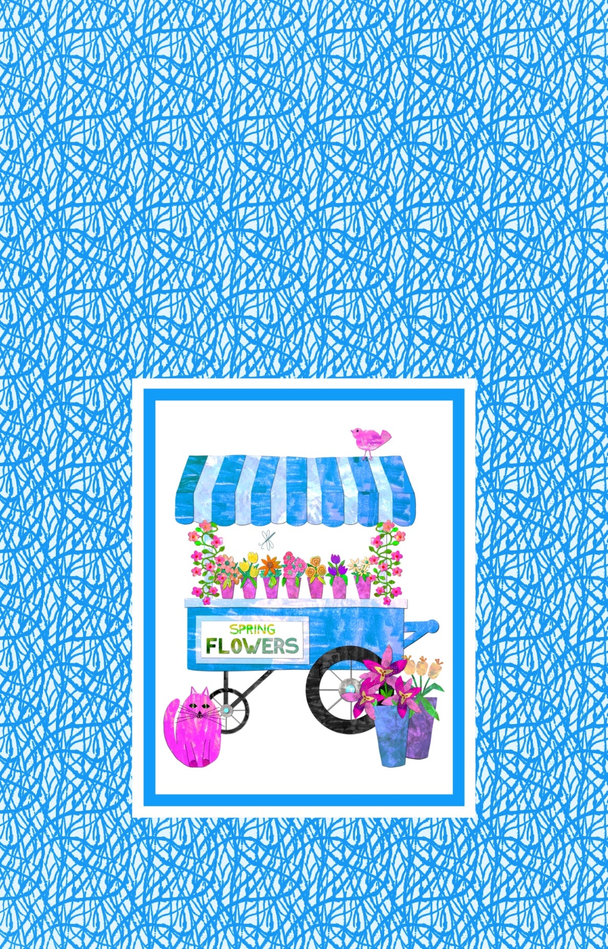 Spring Flower Cart Collage Phone Wallpaper Digital Download