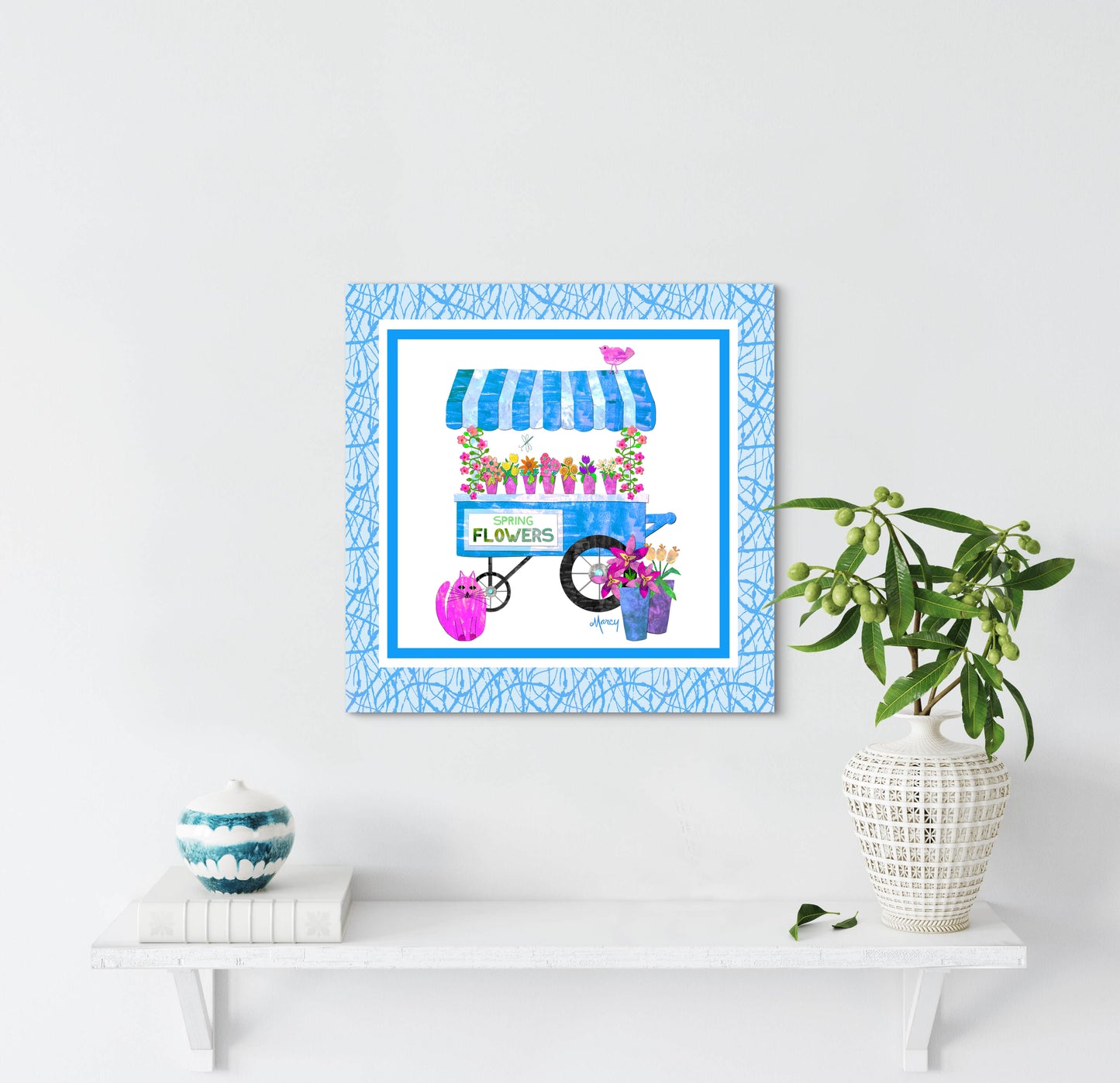 Spring Flower Cart Collage — Premium Matte Paper Poster