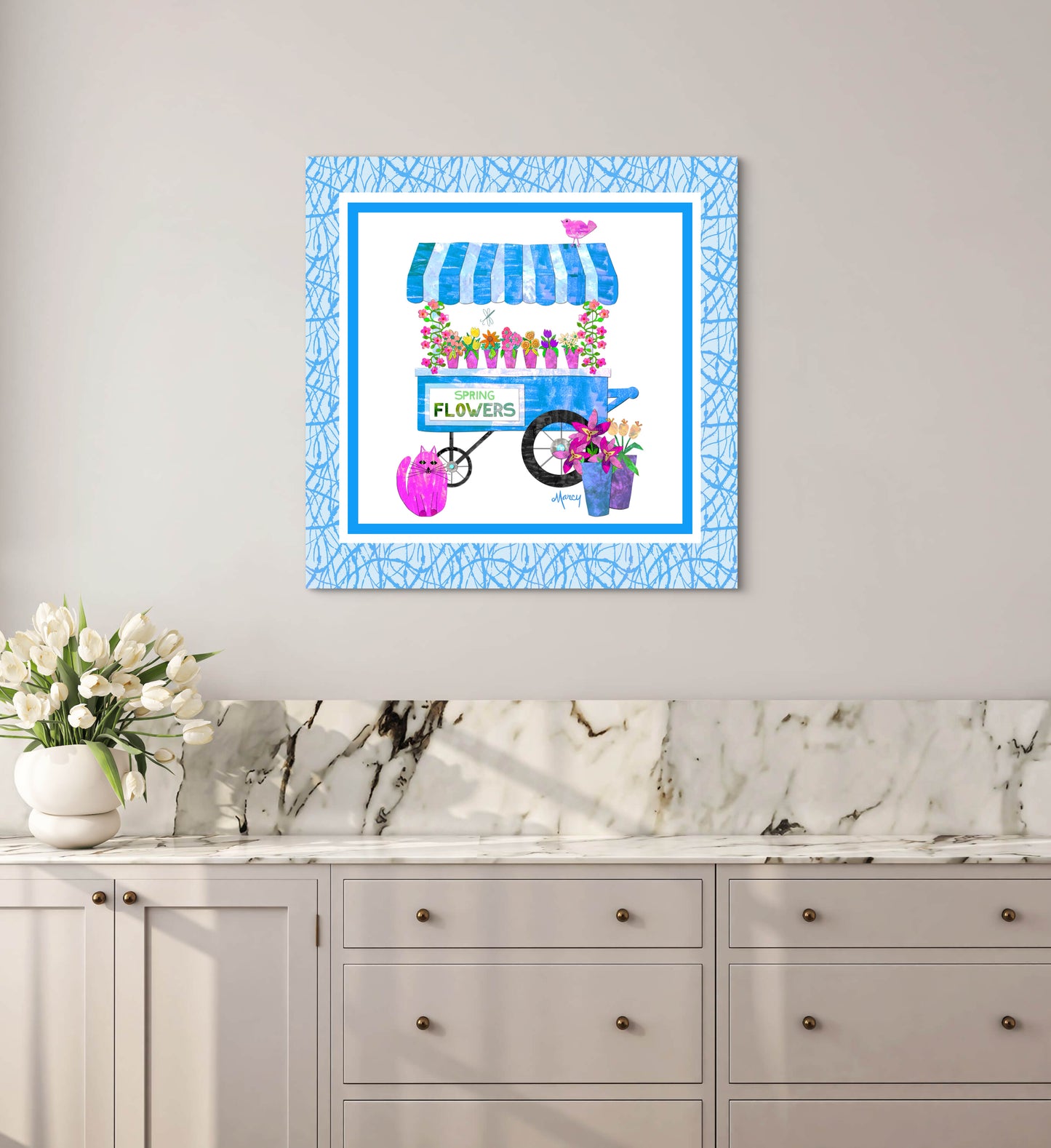 Spring Flower Cart Collage — Premium Matte Paper Poster