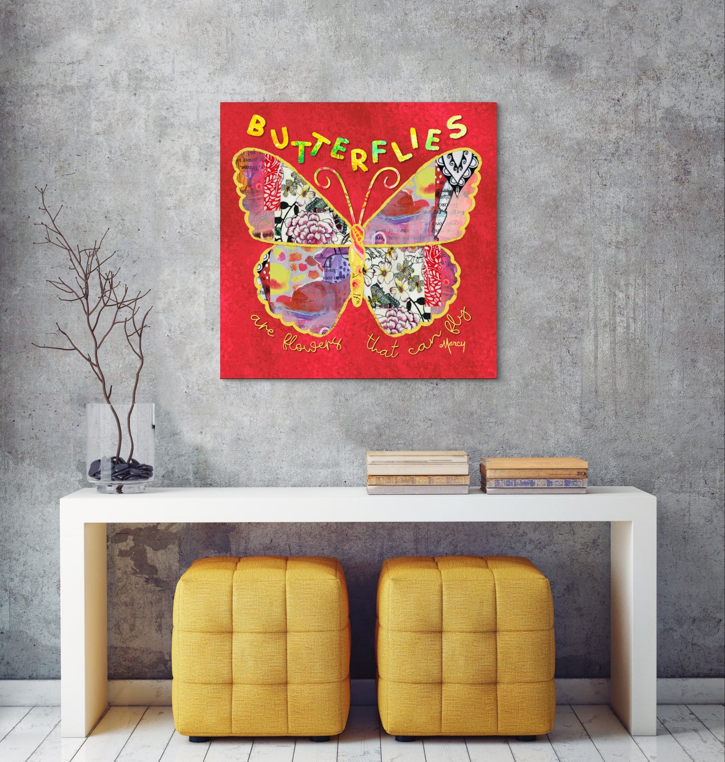 Boho Butterfly Collage — Premium Matte Paper Poster