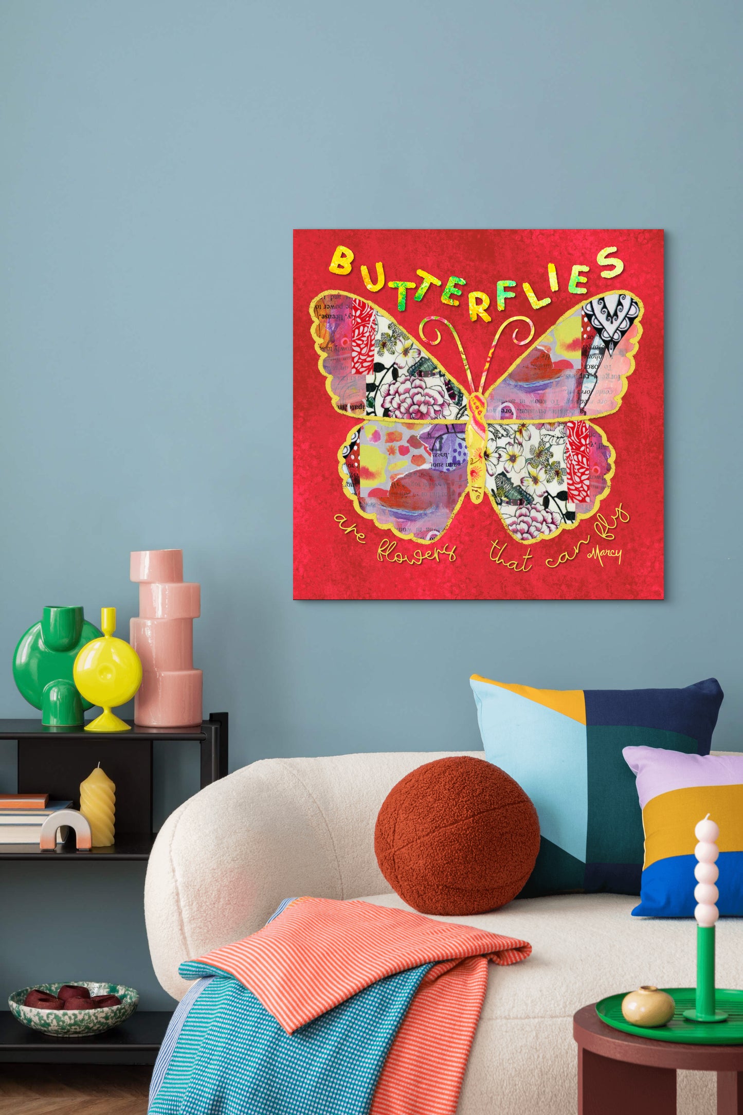 Boho Butterfly Collage — Premium Matte Paper Poster