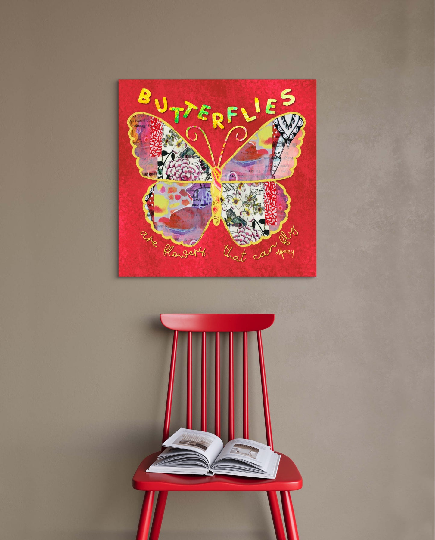 Boho Butterfly Collage — Premium Matte Paper Poster