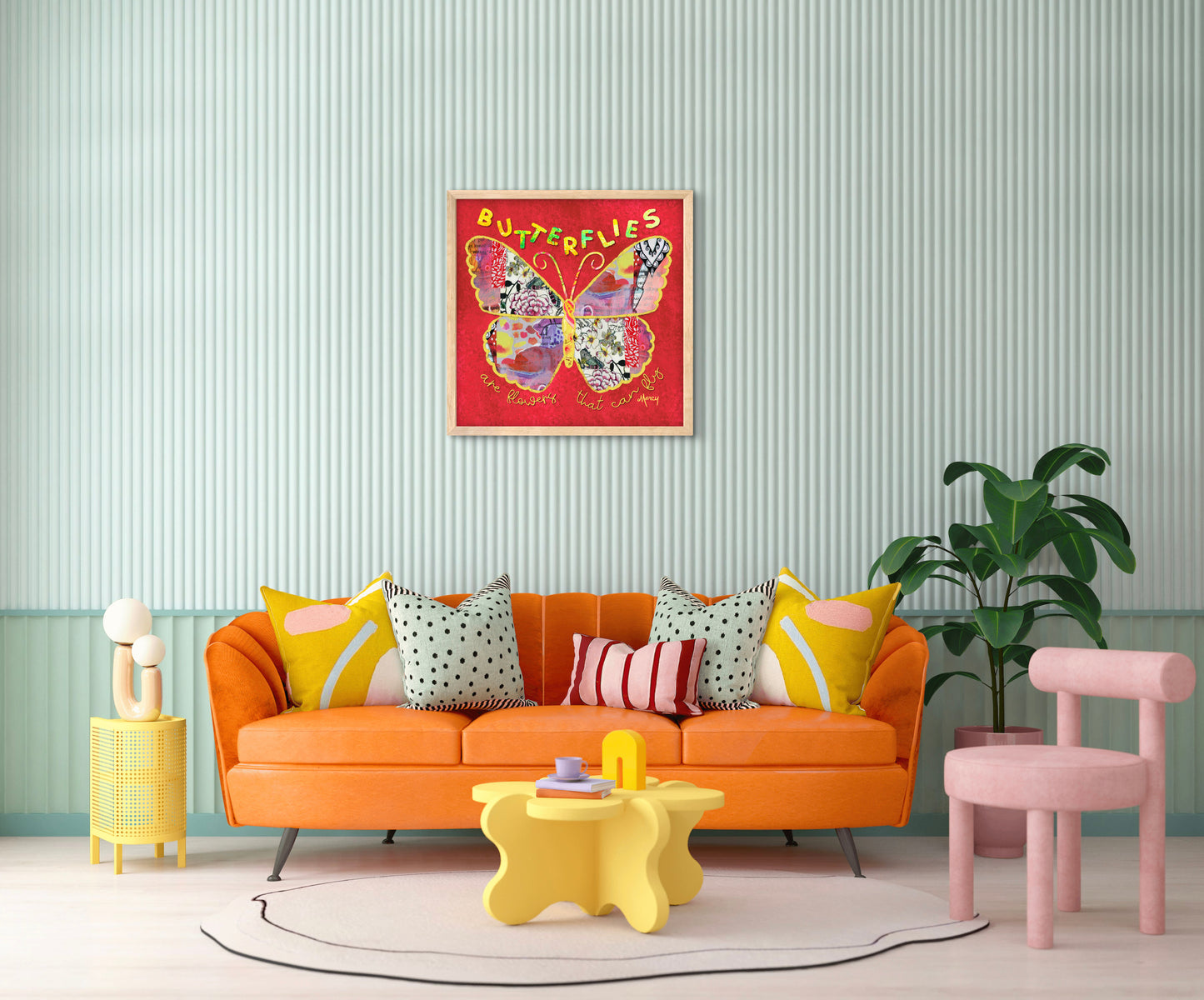 Boho Butterfly Collage — Premium Matte Paper Wooden Framed Poster