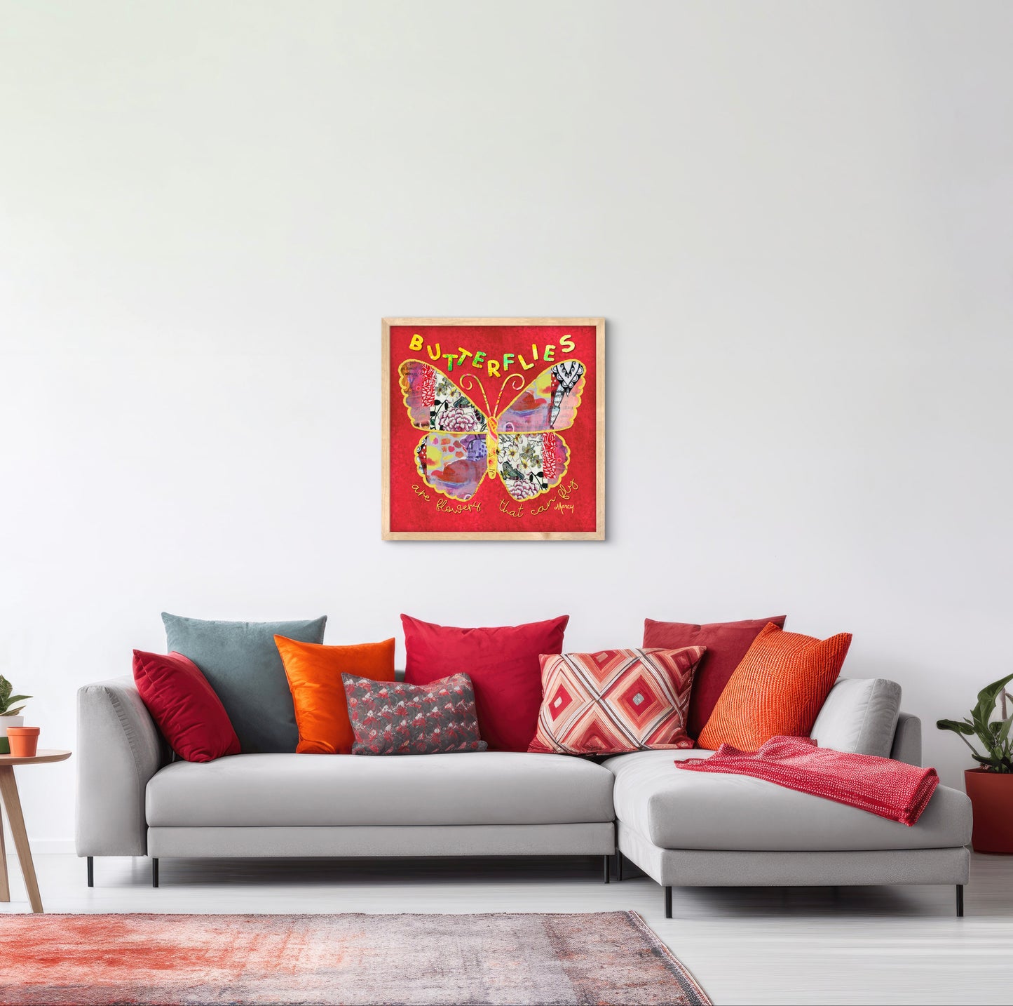 Boho Butterfly Collage — Premium Matte Paper Wooden Framed Poster