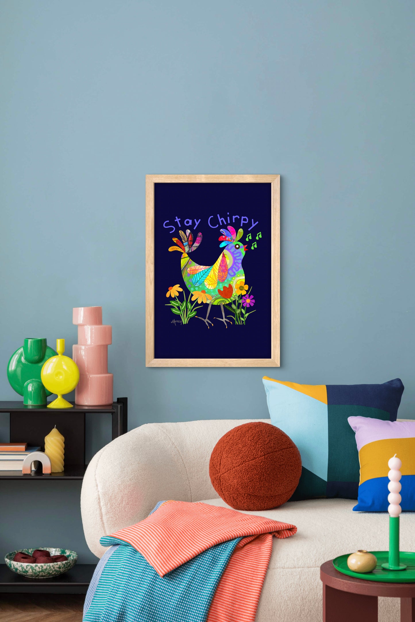 Kooky Bird Collage — Premium Matte Paper Wooden Framed Poster