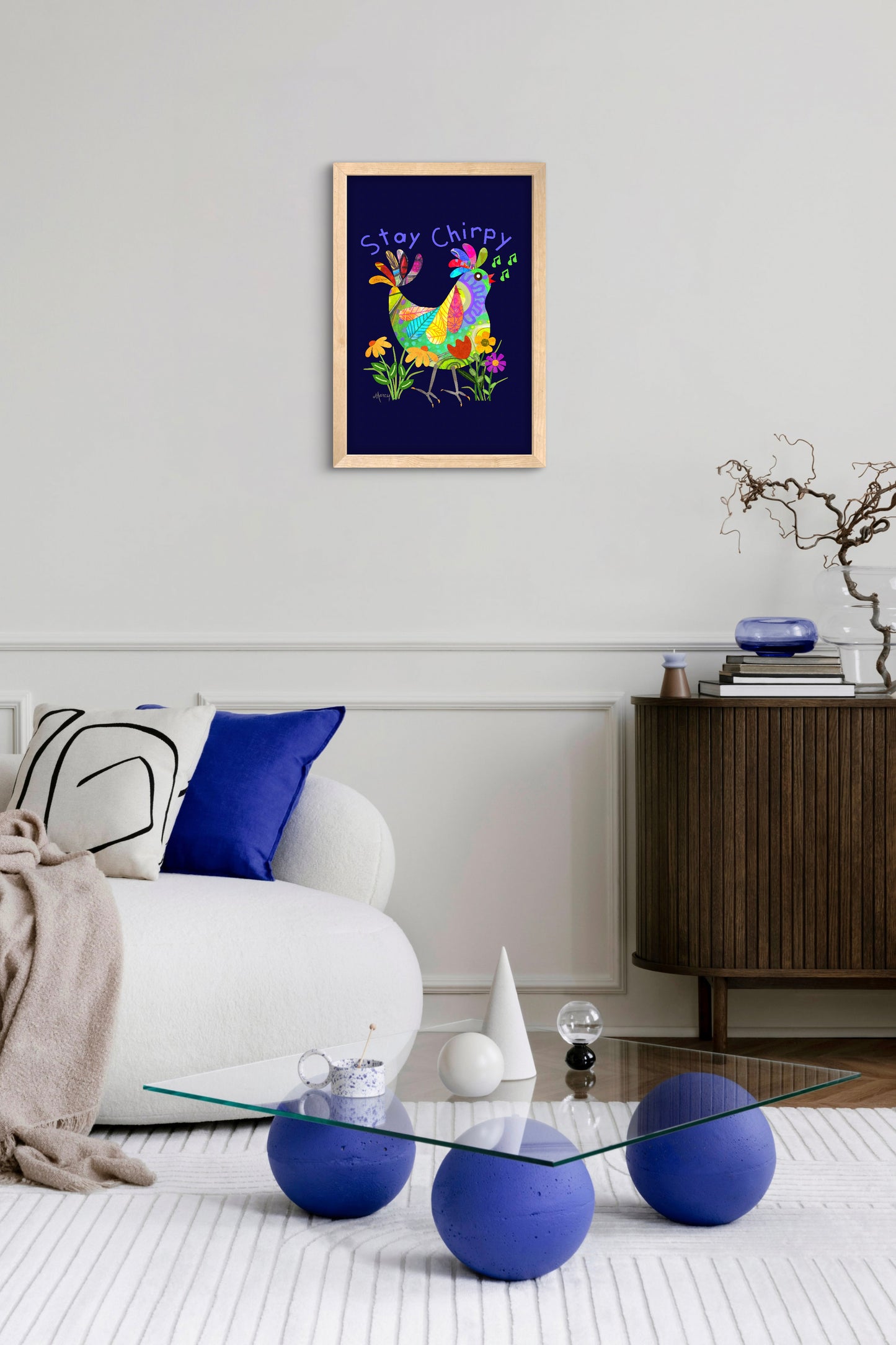 Kooky Bird Collage — Premium Matte Paper Wooden Framed Poster