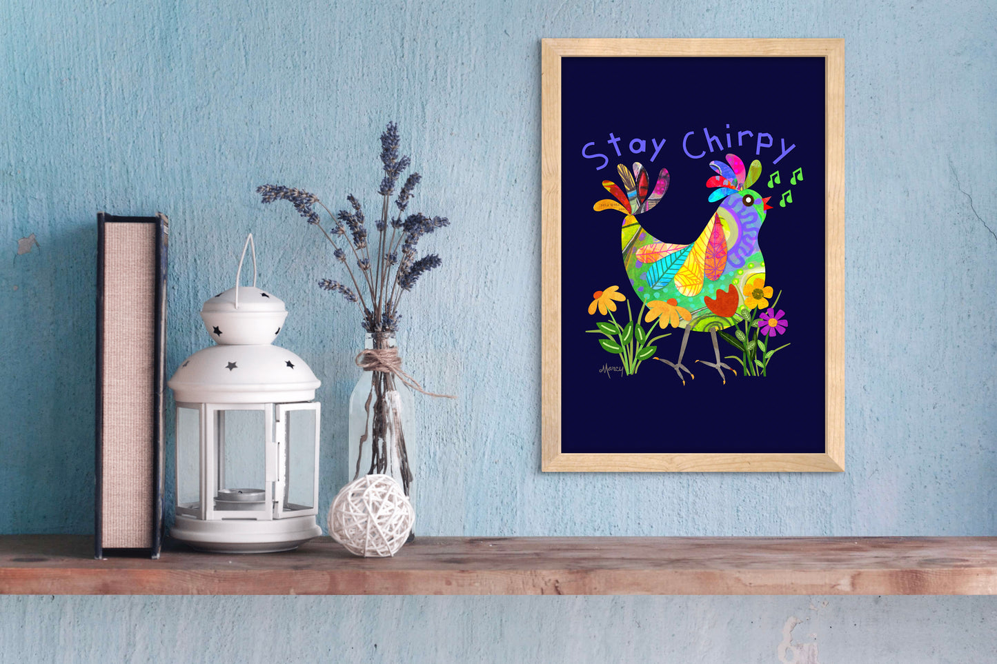 Kooky Bird Collage — Premium Matte Paper Wooden Framed Poster