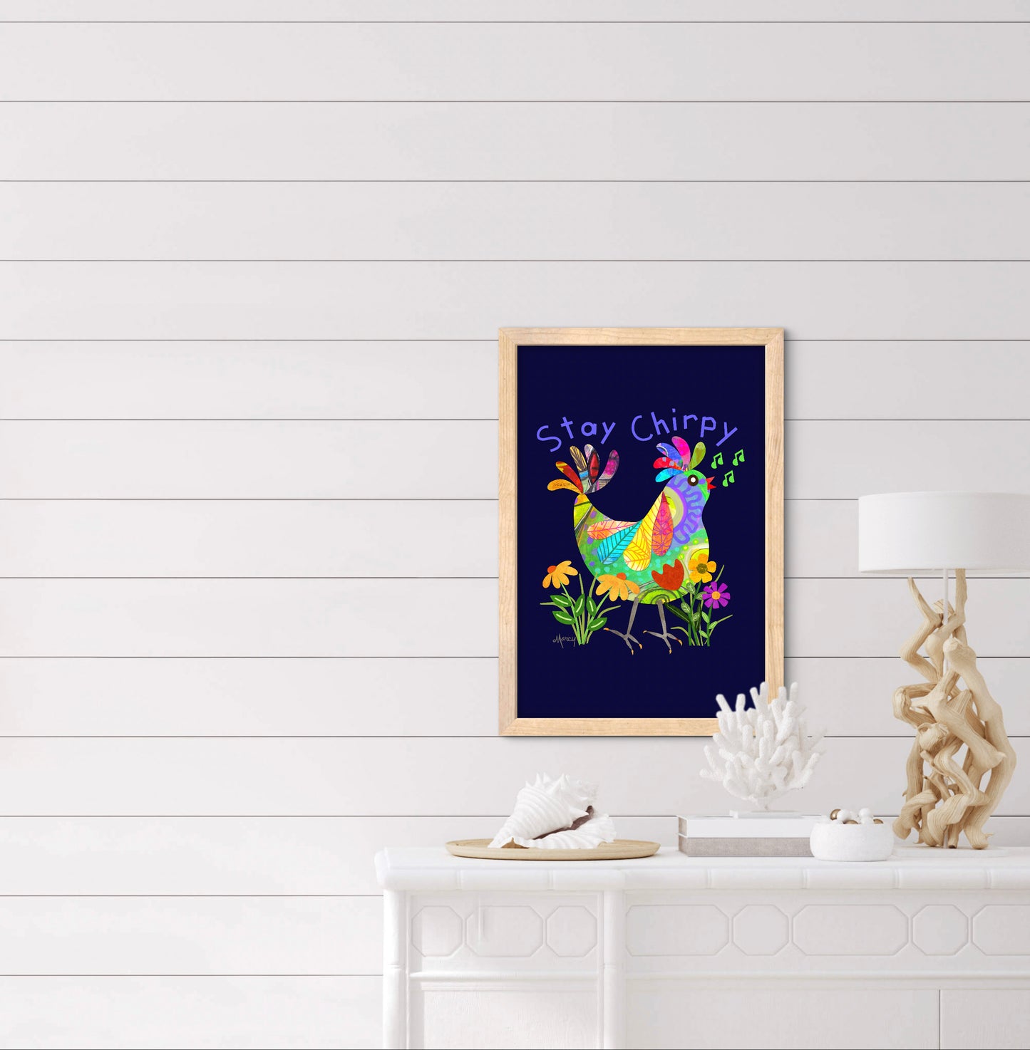 Kooky Bird Collage — Premium Matte Paper Wooden Framed Poster