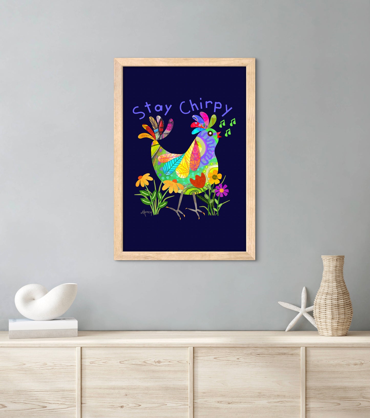Kooky Bird Collage — Premium Matte Paper Wooden Framed Poster