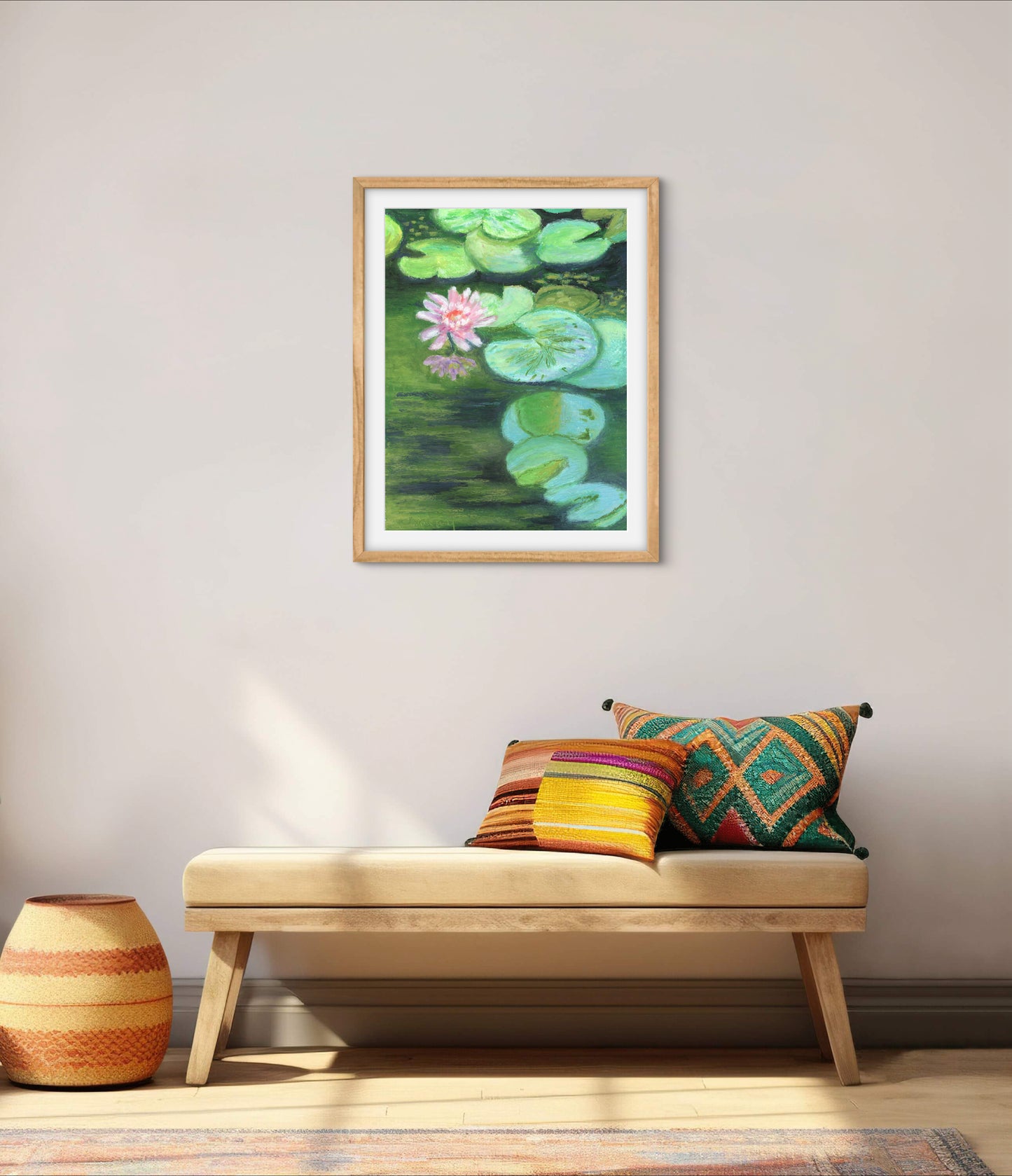 Pink Water Lily - Premium Matte Paper Wooden Framed Poster