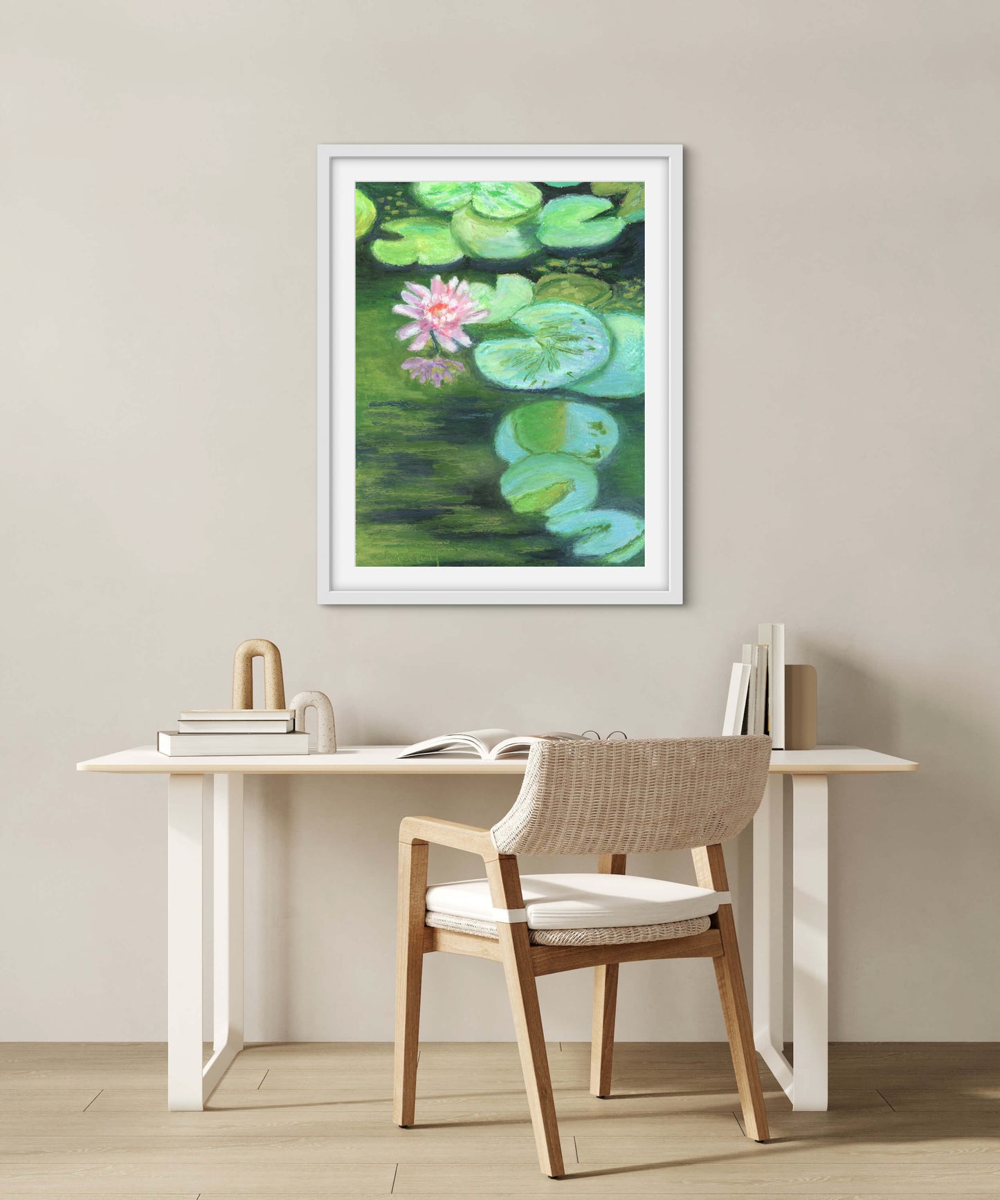 Pink Water Lily - Premium Matte Paper Wooden Framed Poster