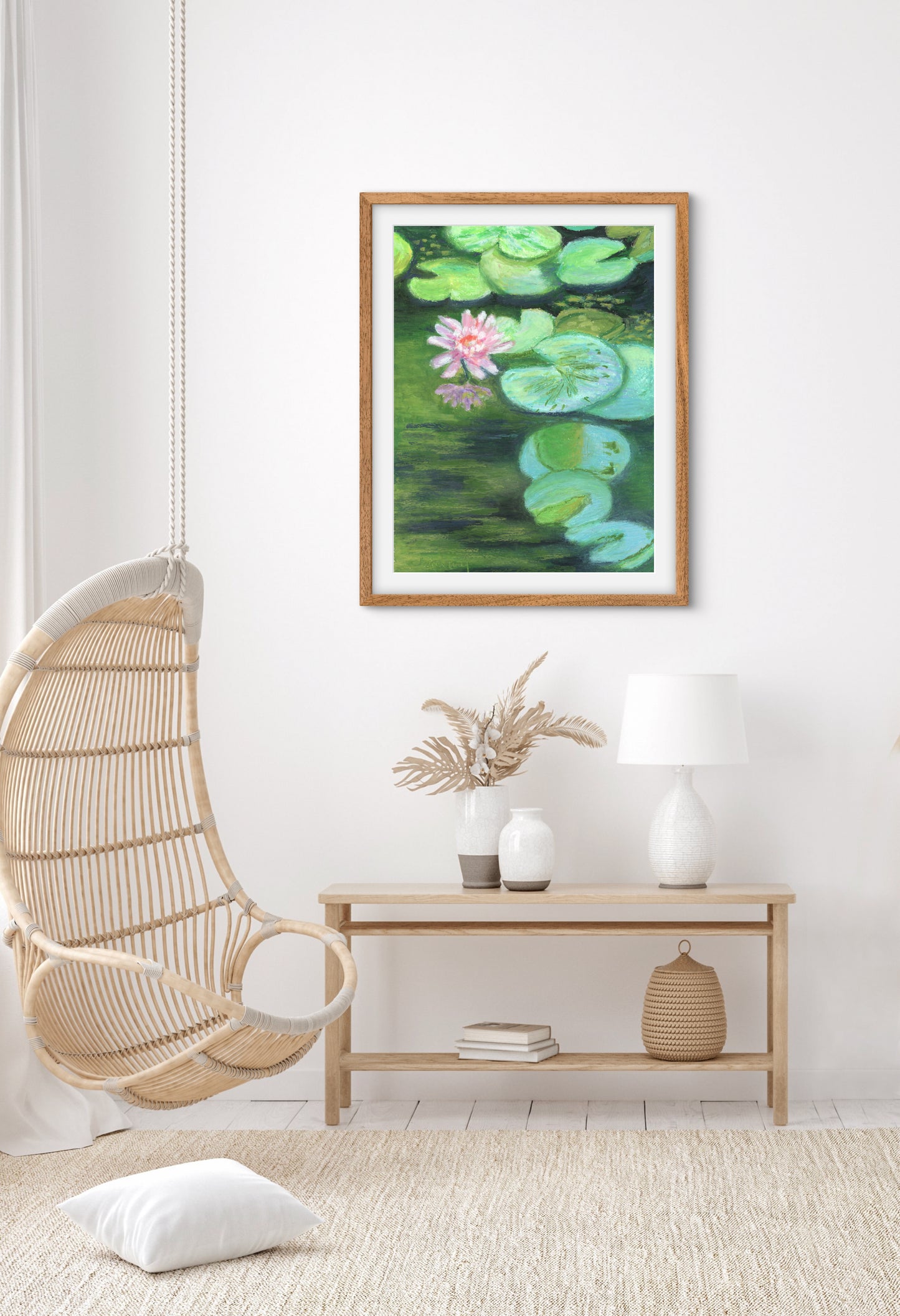 Pink Water Lily - Premium Matte Paper Wooden Framed Poster