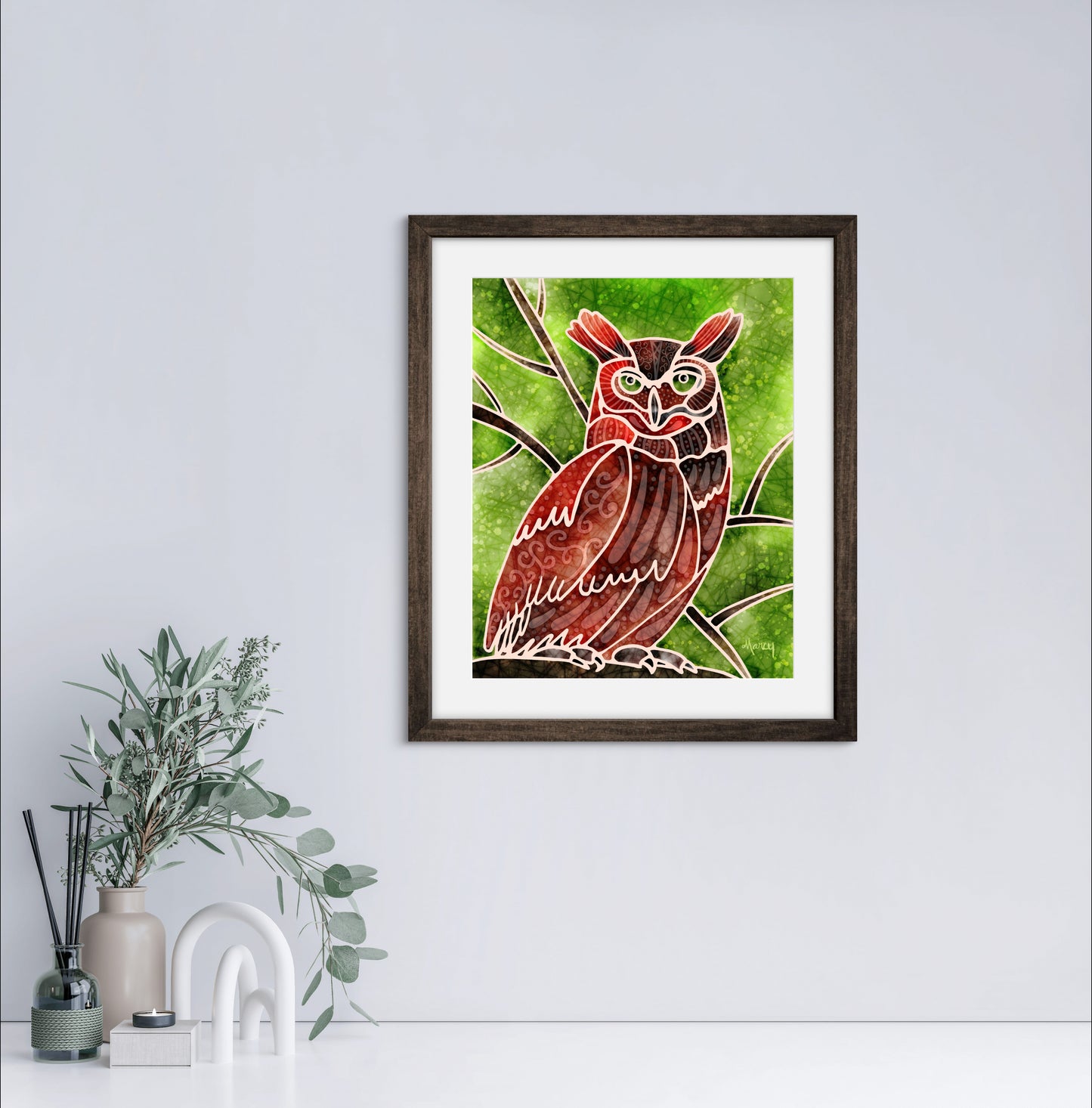 Boho Owl - Premium Matte Paper Wooden Framed Poster