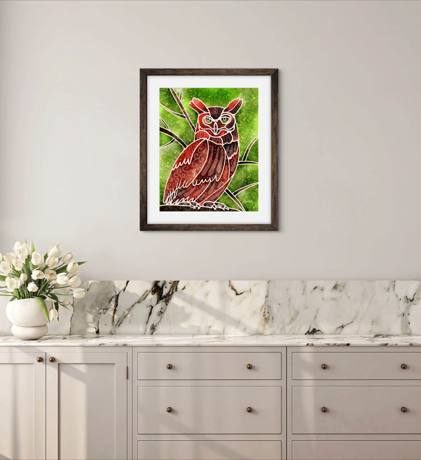 Boho Owl - Premium Matte Paper Wooden Framed Poster