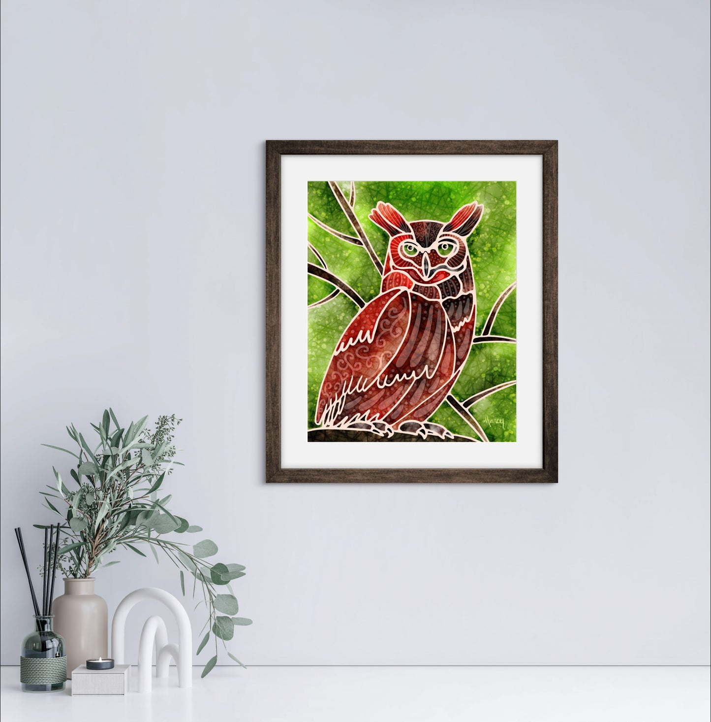 Boho Owl - Premium Matte Paper Wooden Framed Poster